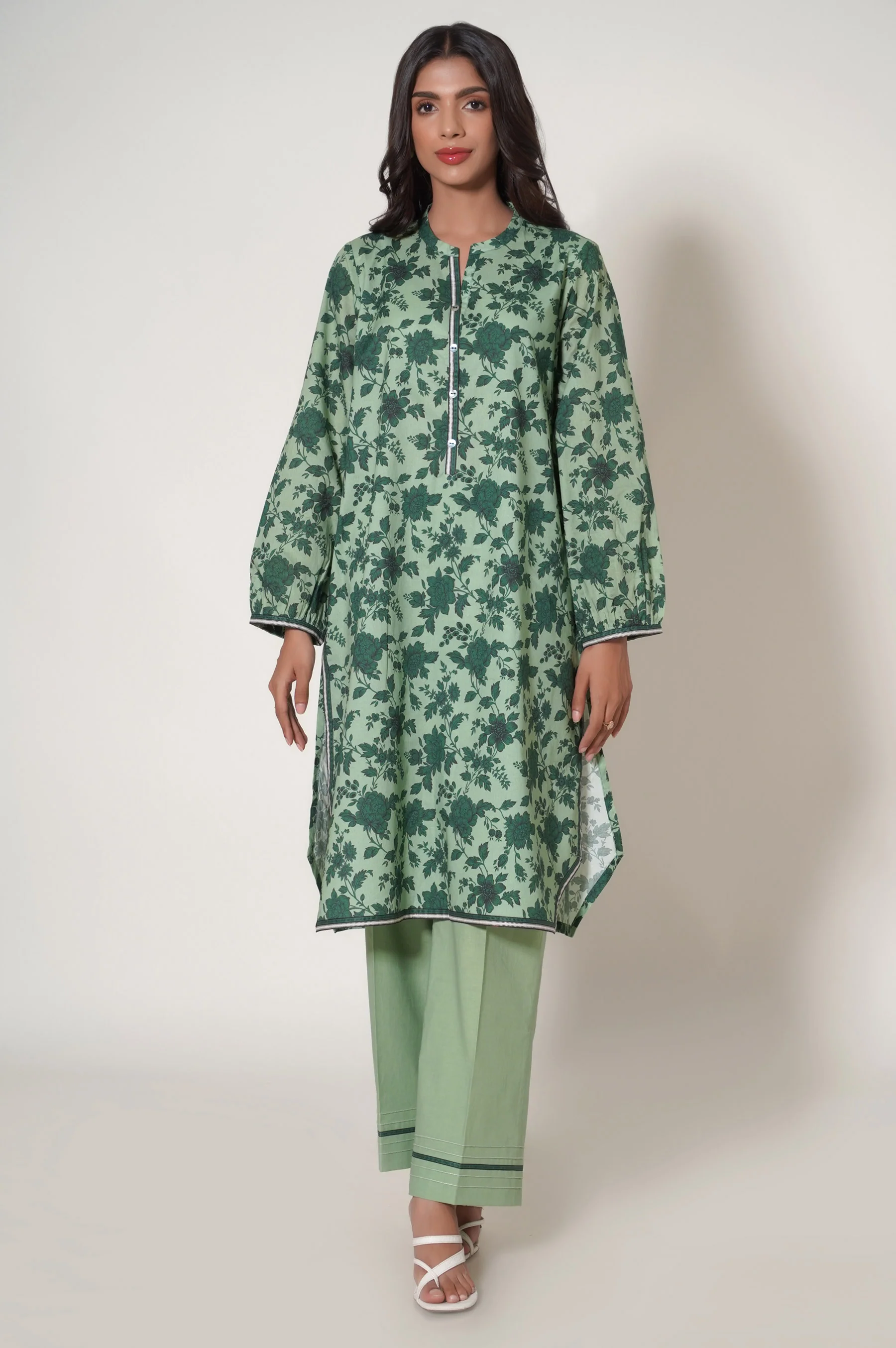 Stitched 3 Piece Printed Cambric Suit - Image 5