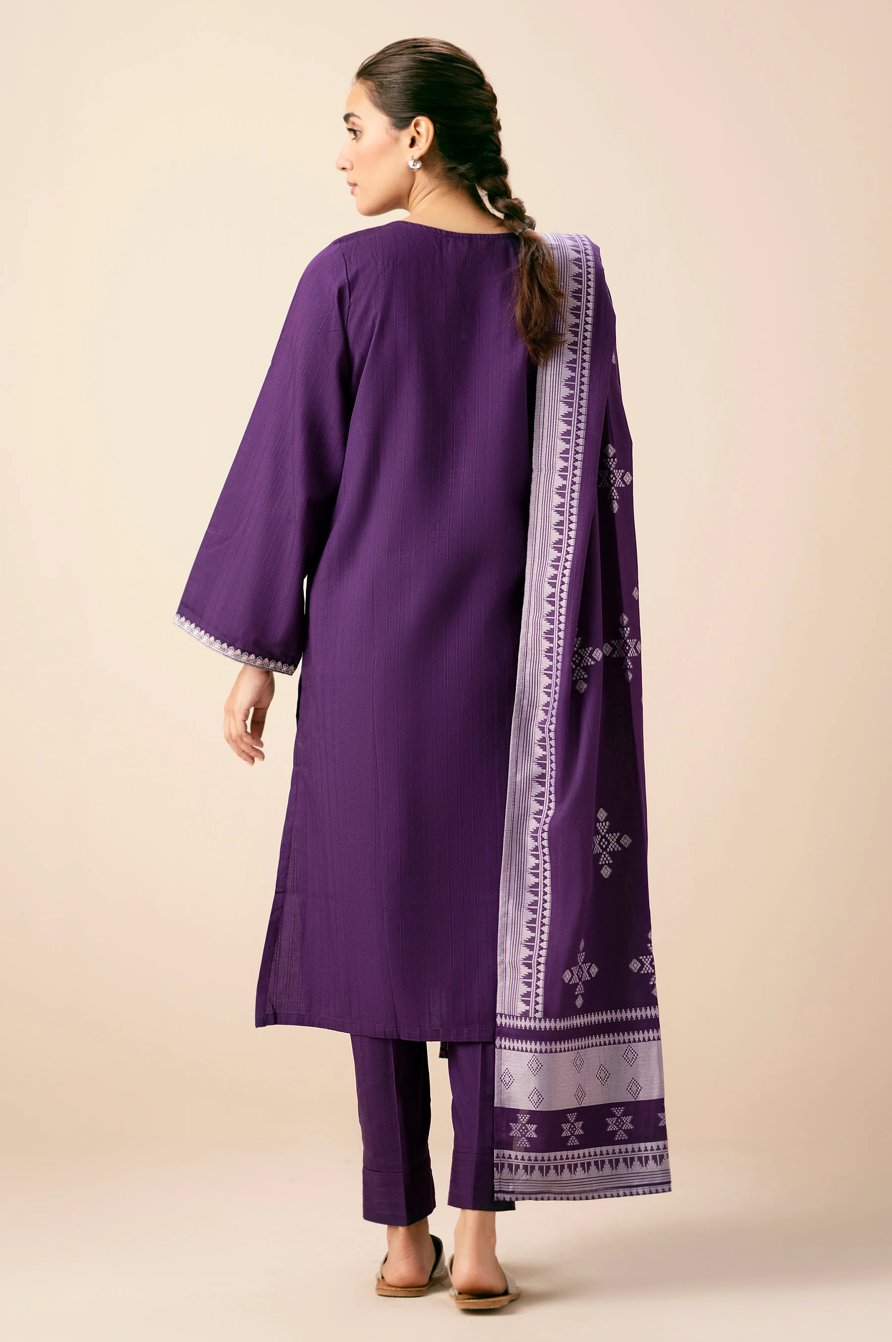 Stitched 3 Piece Textured Slub Suit - Image 6