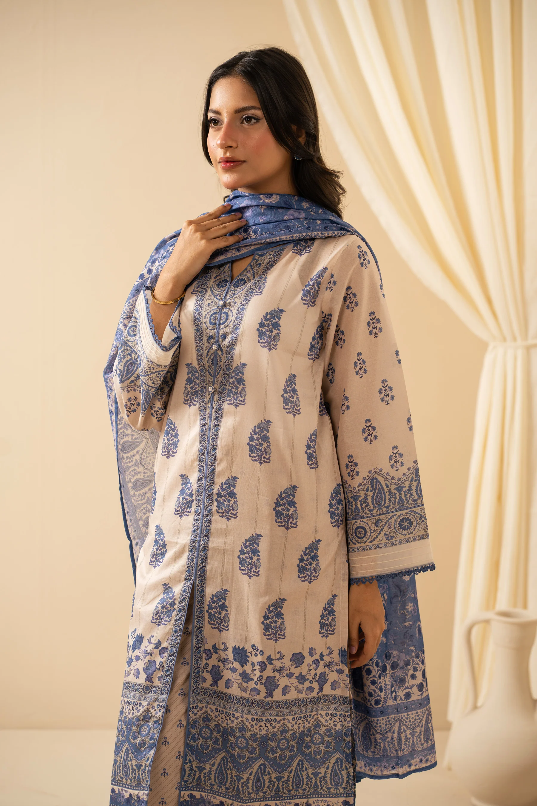 STITCHED DIGITAL PRINTED LAWN SUIT - Image 4