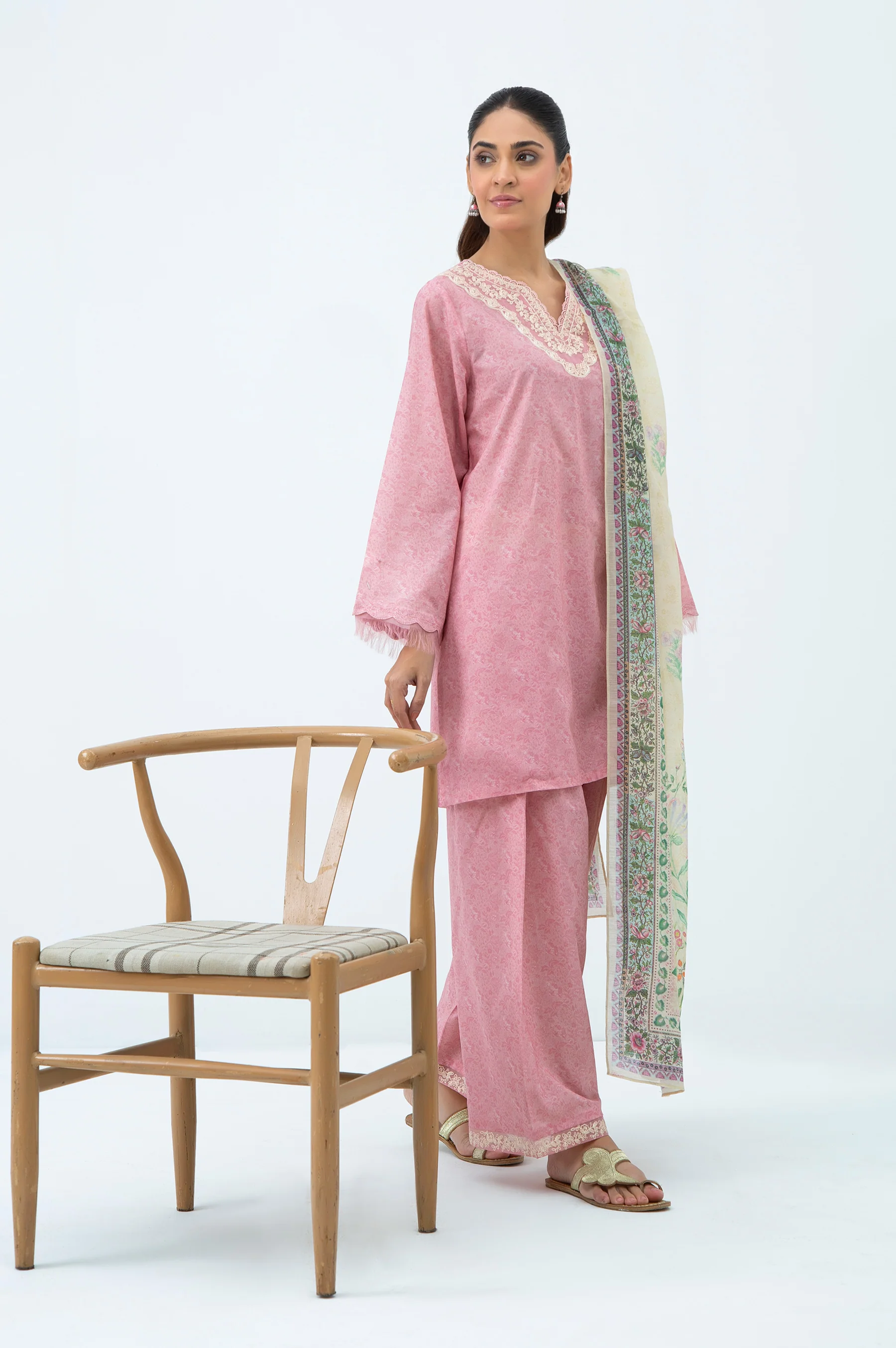STITCHED EMBROIDERED LAWN SUIT - Image 6