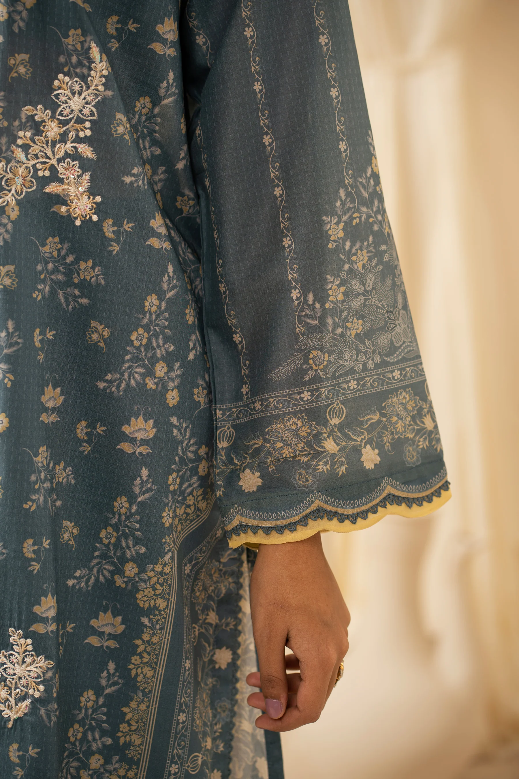 STITCHED EMBROIDERED LAWN SUIT - Image 3