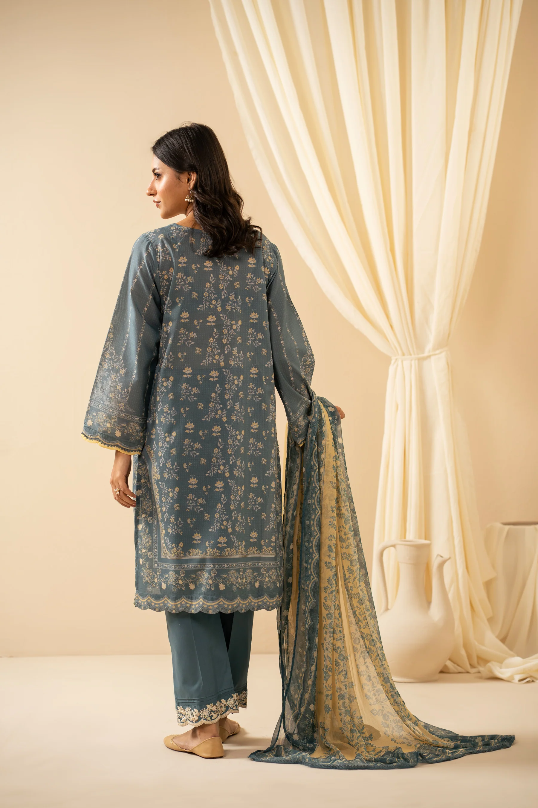 STITCHED EMBROIDERED LAWN SUIT - Image 5