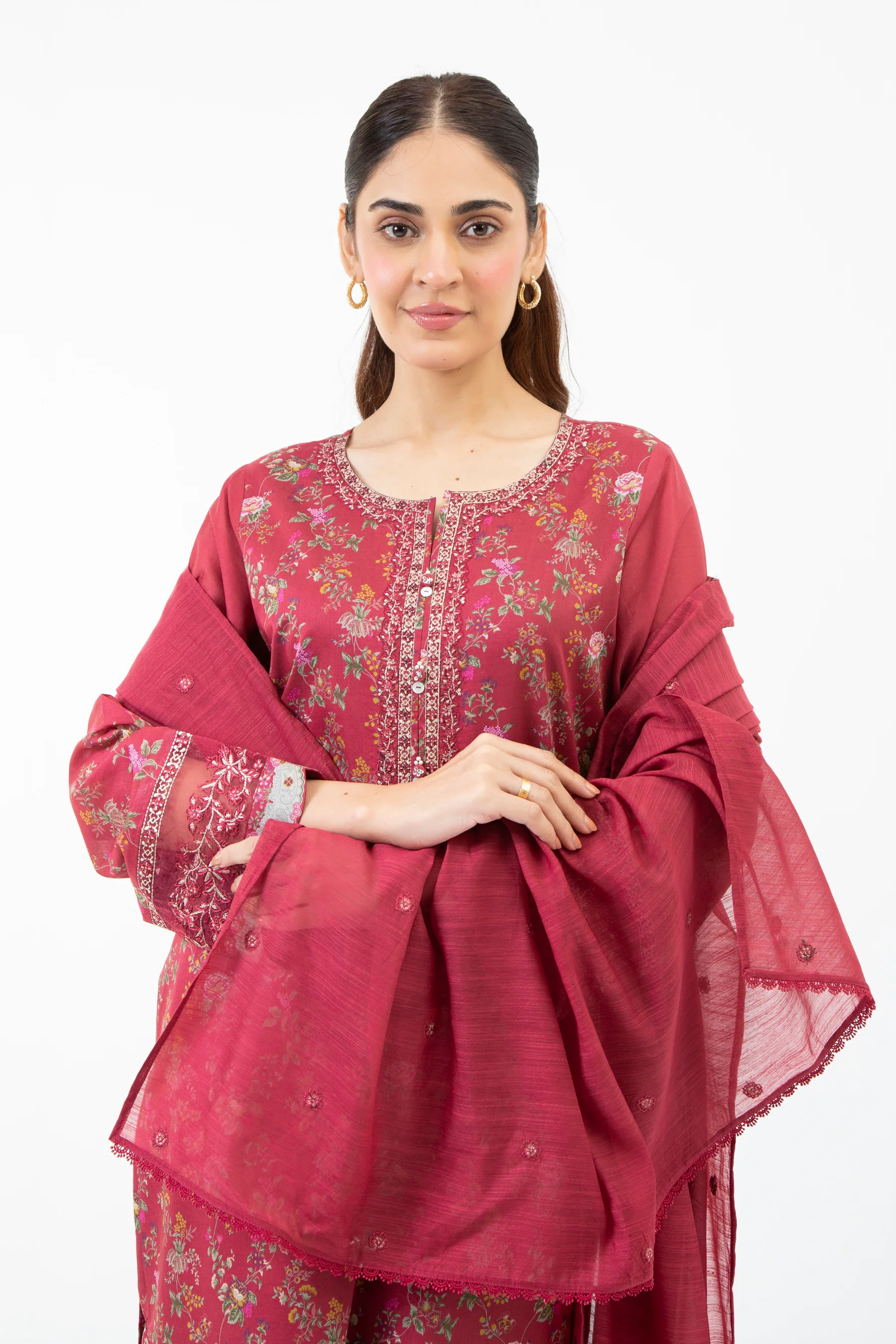 STITCHED EMBROIDERED CAMBRIC SUIT - Image 3