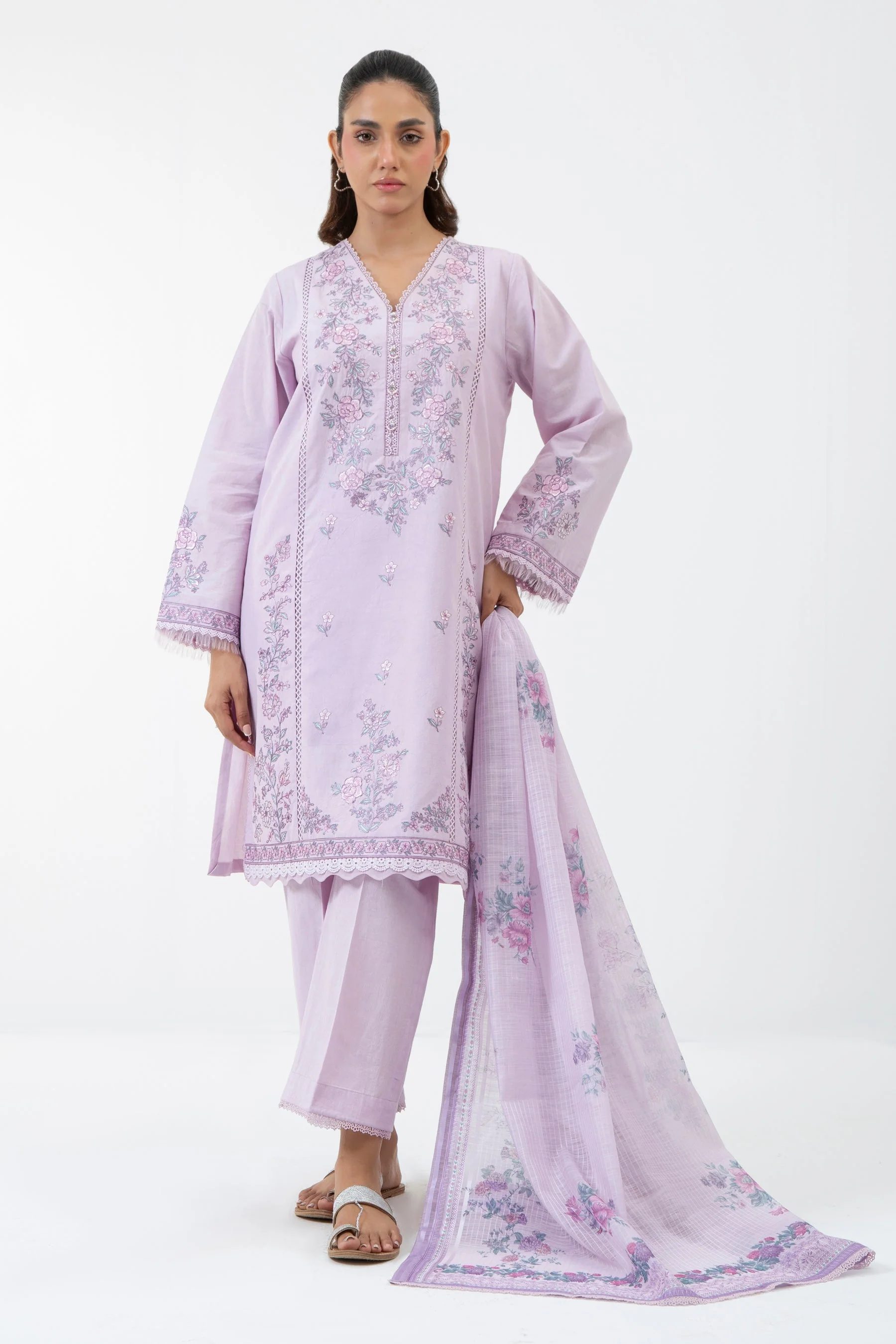 EMBROIDERED SLUB LAWN STITCHED 3 PIECE SUIT - Image 6