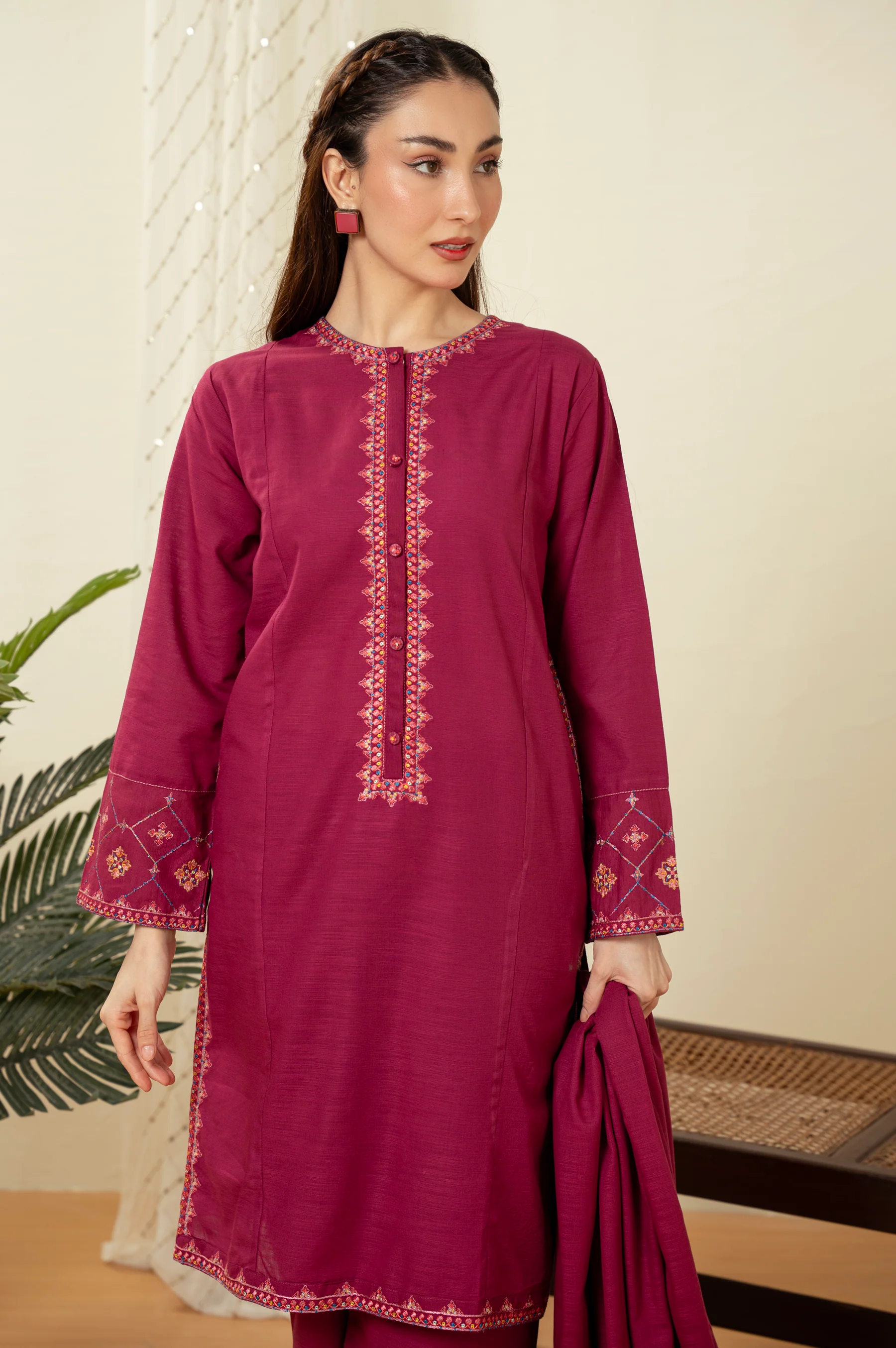 STITCHED DYED EMBROIDERED SUIT - Image 3