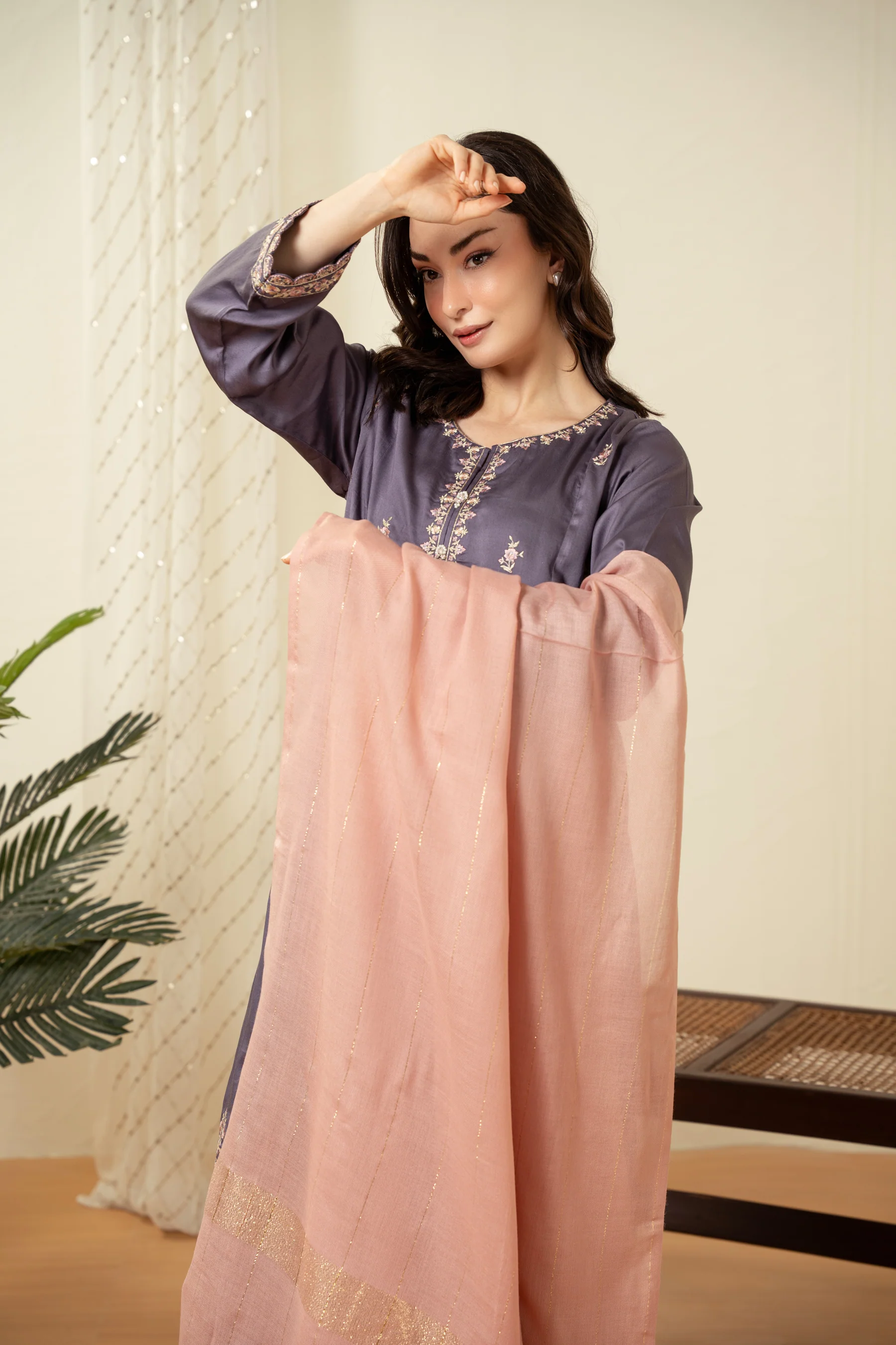 STITCHED DYED EMBROIDERED SUIT - Image 3
