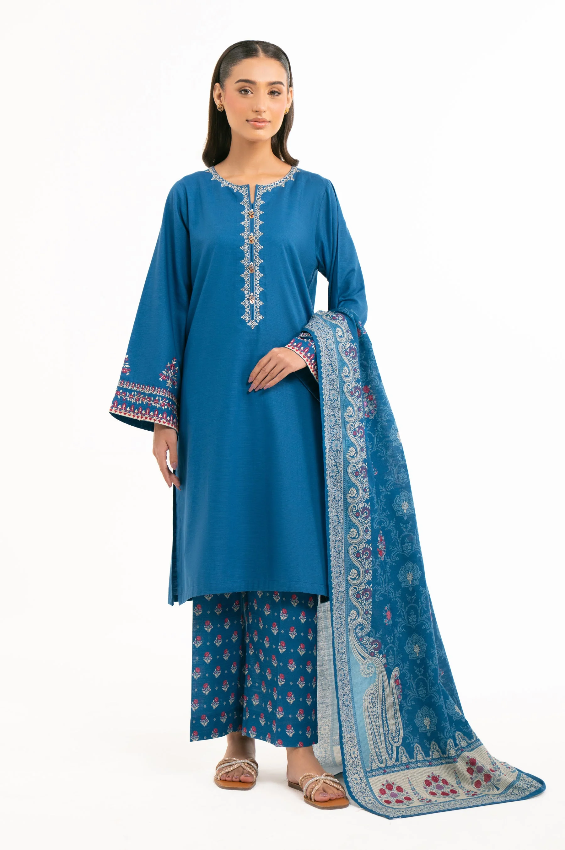STITCHED EMBROIDERED SUIT (FACTORY E-OUTLET)