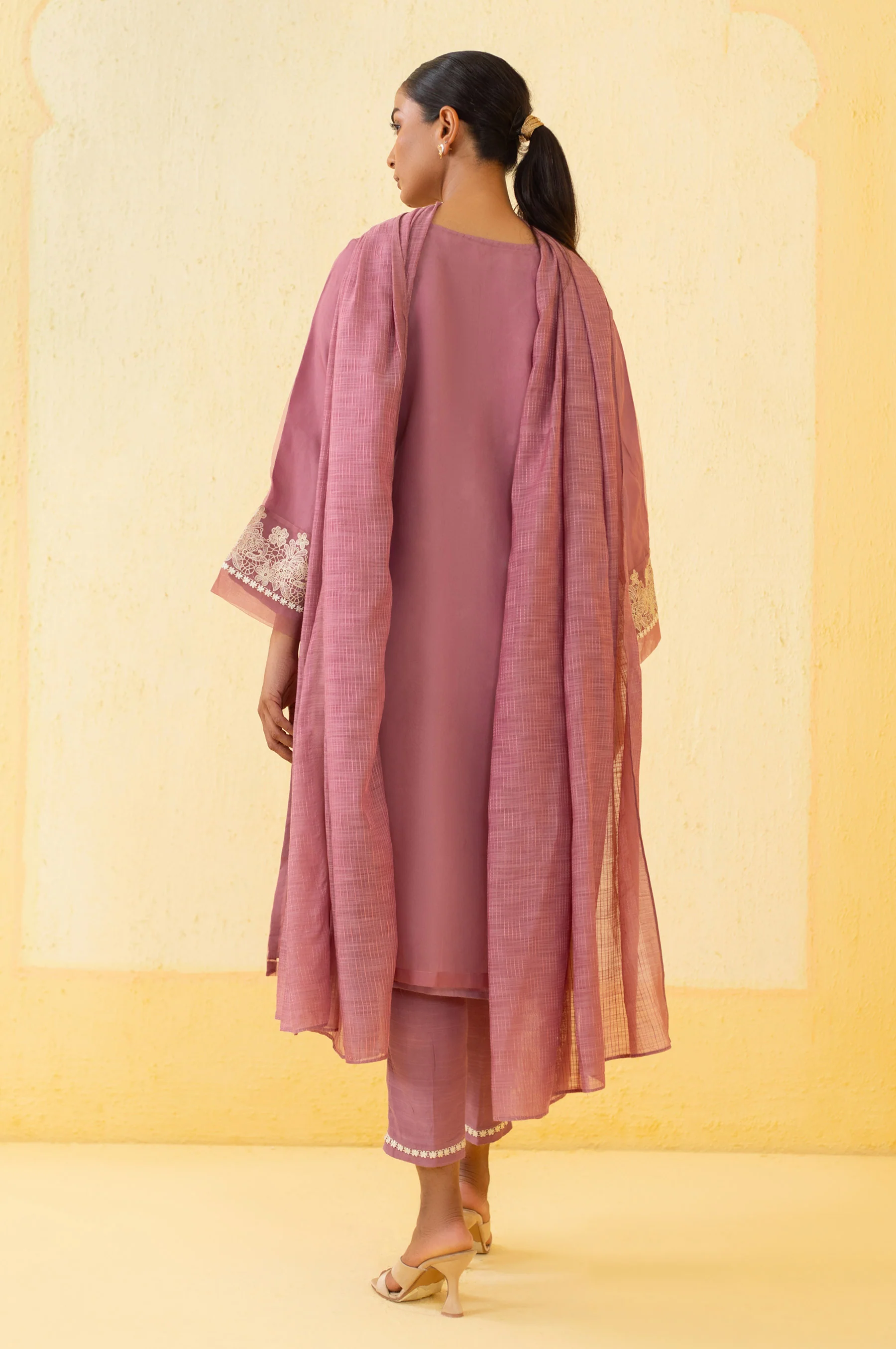 Stitched 3 Piece Embroidered Organza Outfit - Image 3