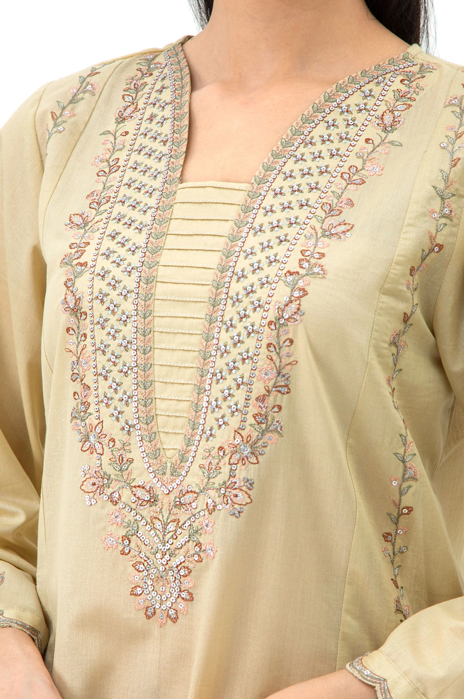 EMBROIDERED CAMBRIC STITCHED 3 PIECE SUIT (FACTORY E-OUTLET) - Image 2