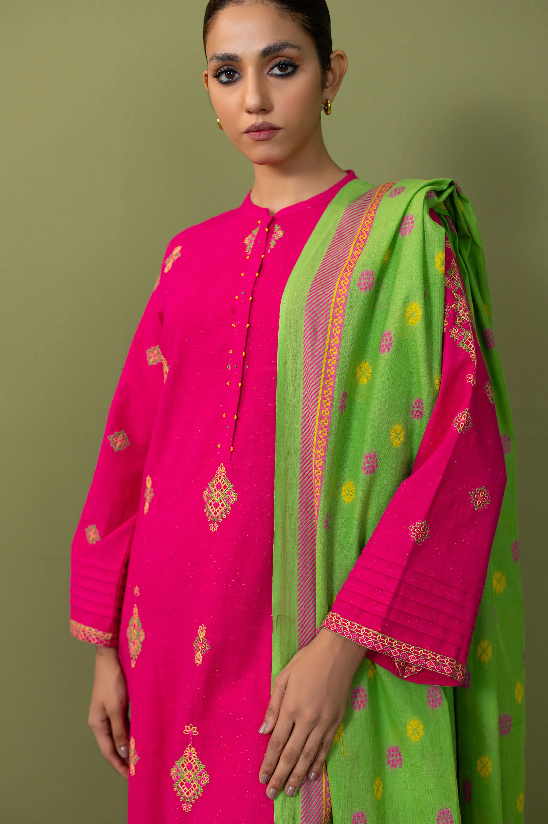 Stitched 3 Piece Textured Slub Suit - Image 4