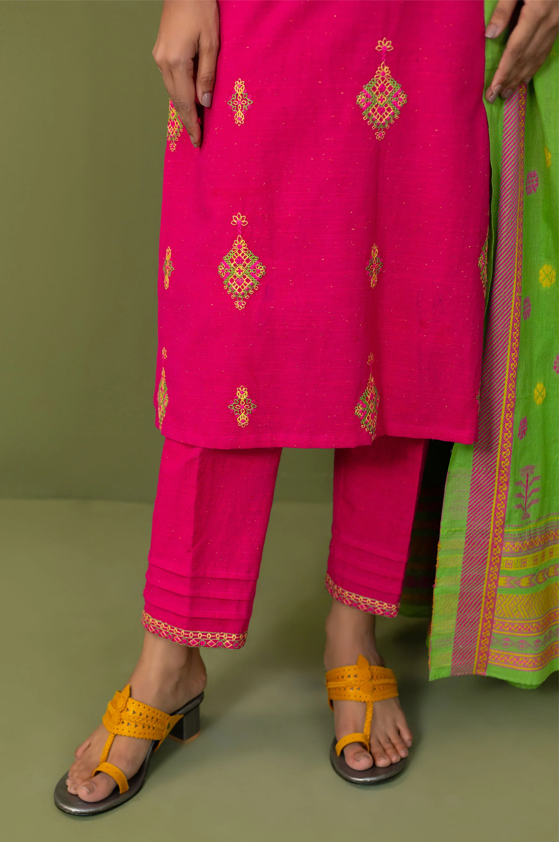 Stitched 3 Piece Textured Slub Suit - Image 5