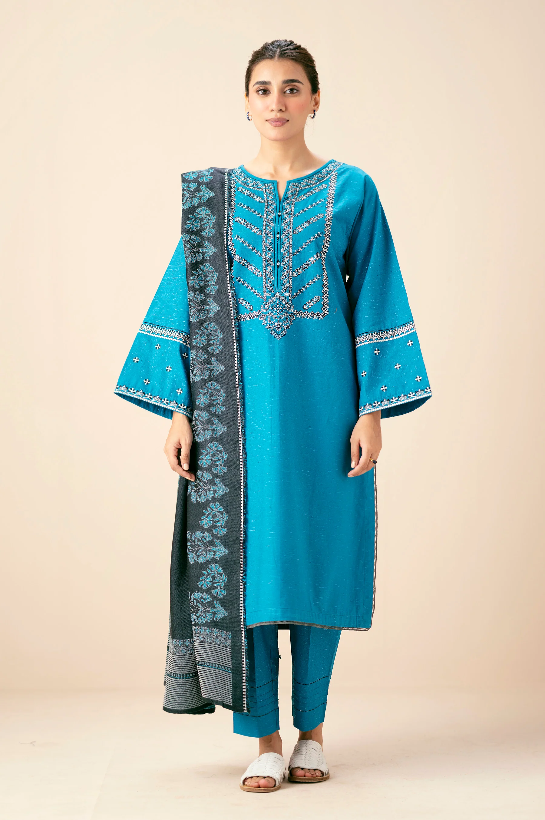 STITCHED DYED EMBROIDERED SUIT