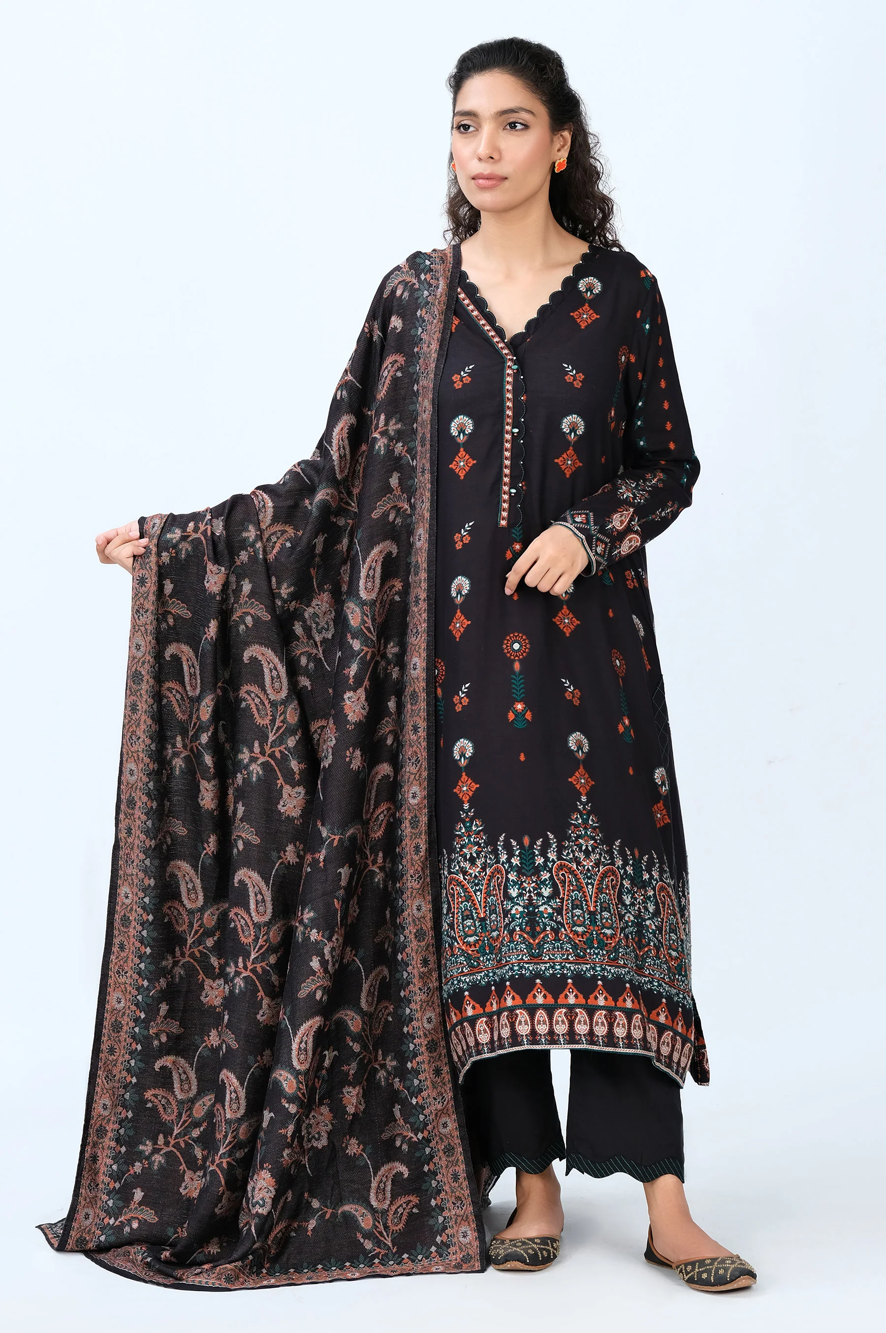 Stitched 3 Piece Yarn Dyed Jacquard Suit - Image 2