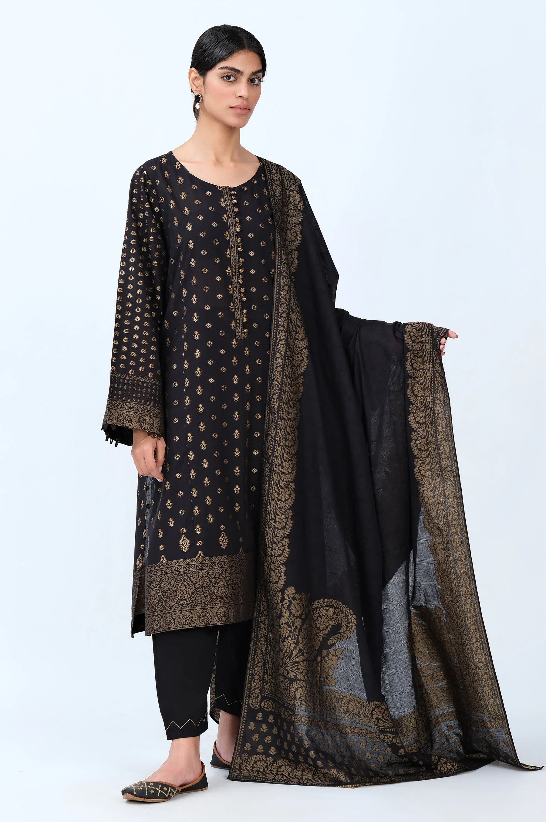Stitched 3 Piece Yarn Dyed Jacquard Suit - Image 2