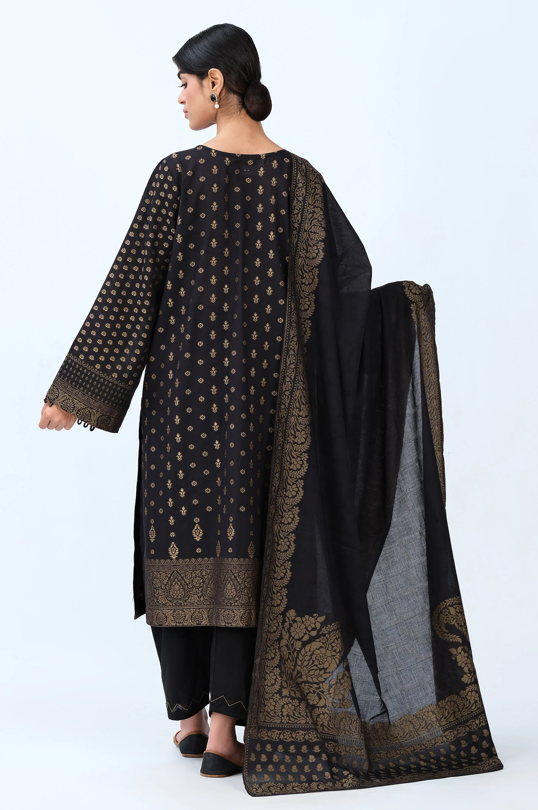 Stitched 3 Piece Yarn Dyed Jacquard Suit - Image 5