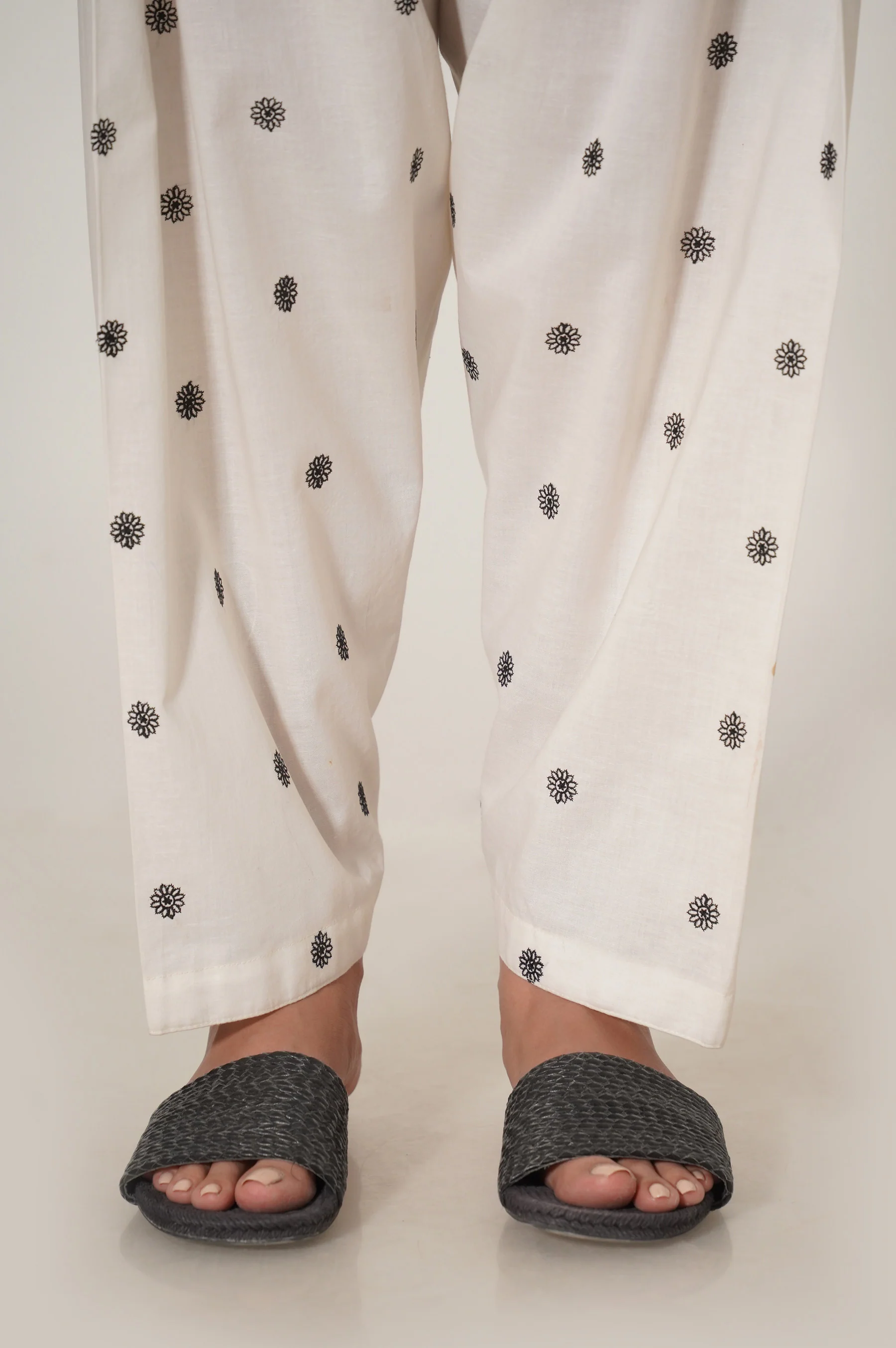 Stitched Cambric Embroidered Bottom - Off White