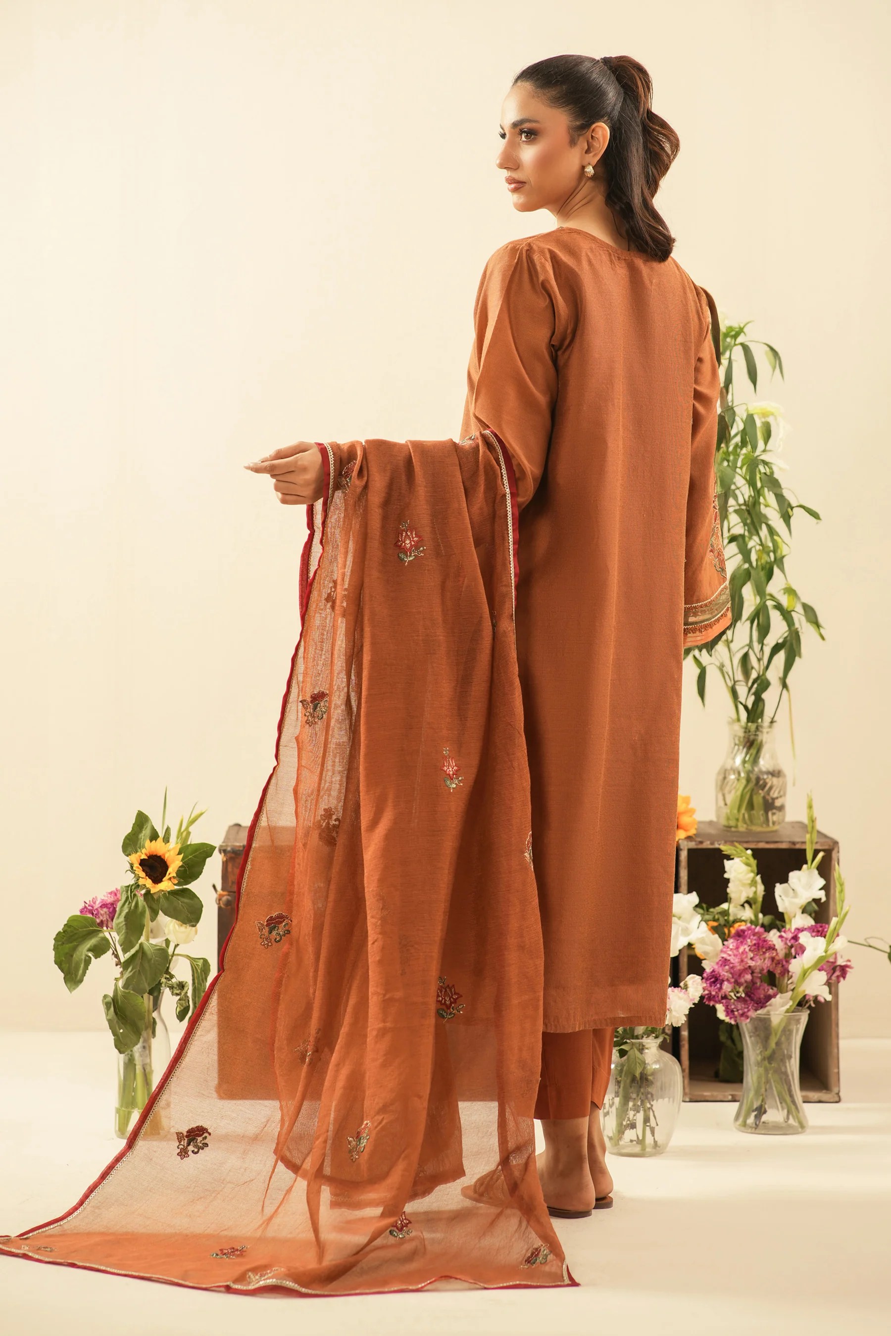 STITCHED EMBROIDERED COTTON NET SUIT - Image 6