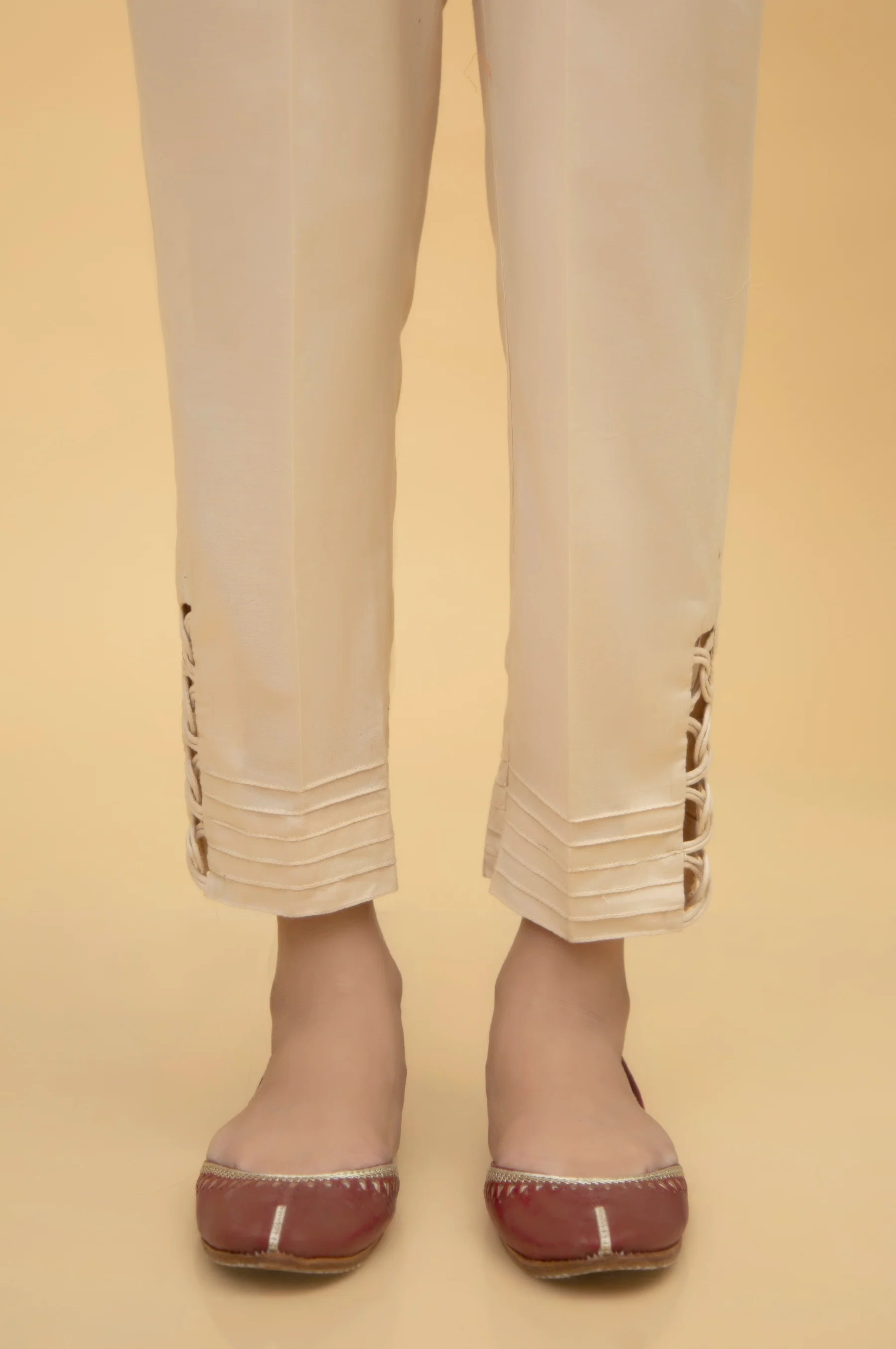 Stylized Cambric Cigarette Pants - Beige - Image 3
