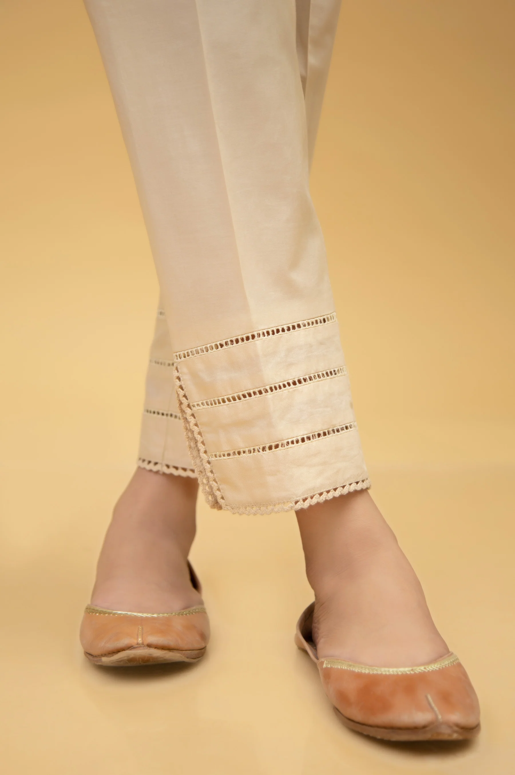 Stylized Cambric Cigarette Pants - Beige - Image 3