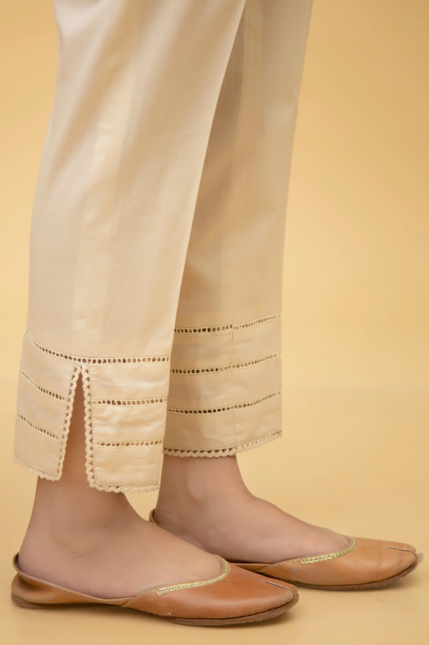 Stylized Cambric Cigarette Pants - Beige - Image 4