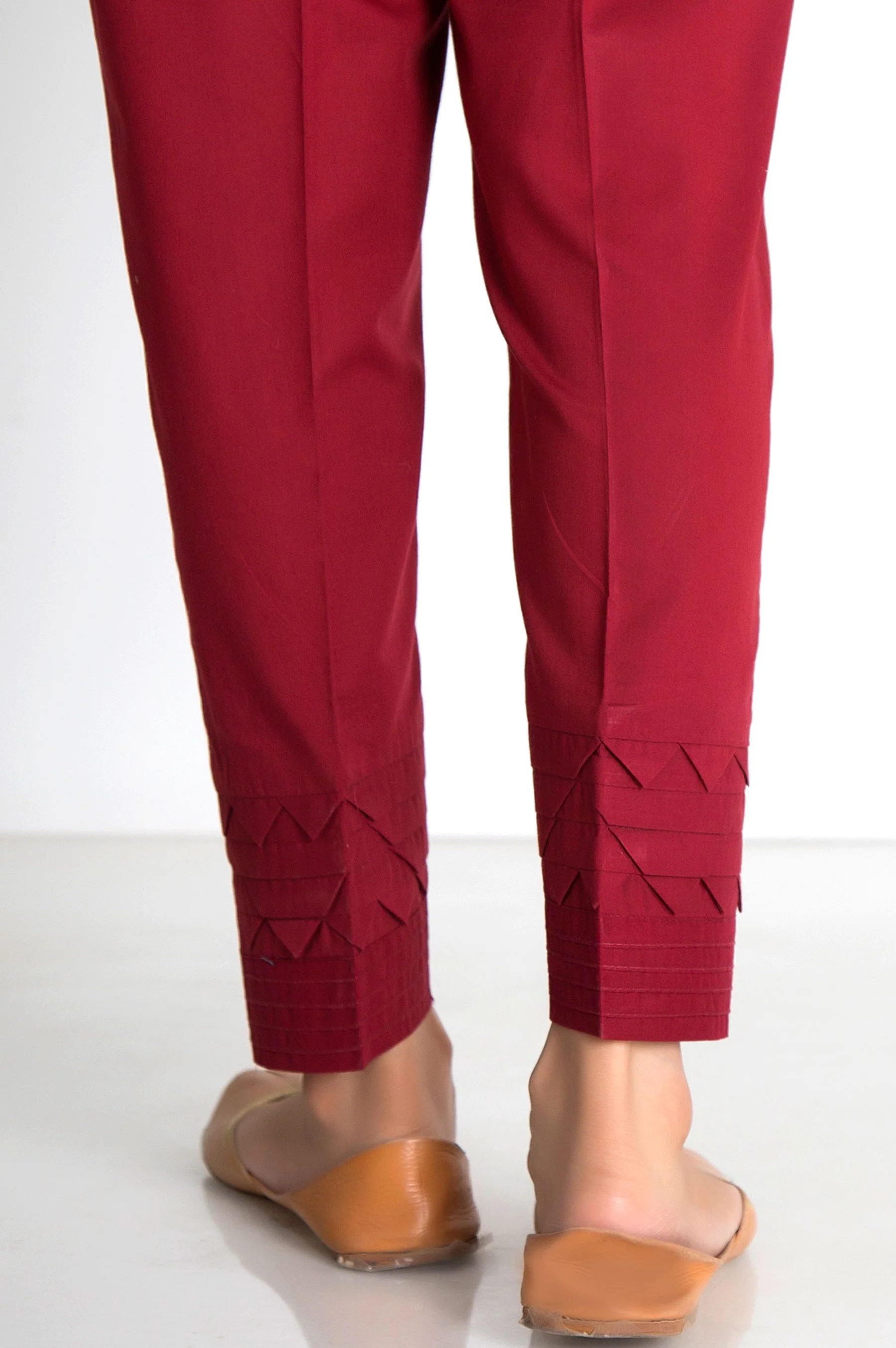 Stylized Cigarette Pants - Deep Red - Image 2