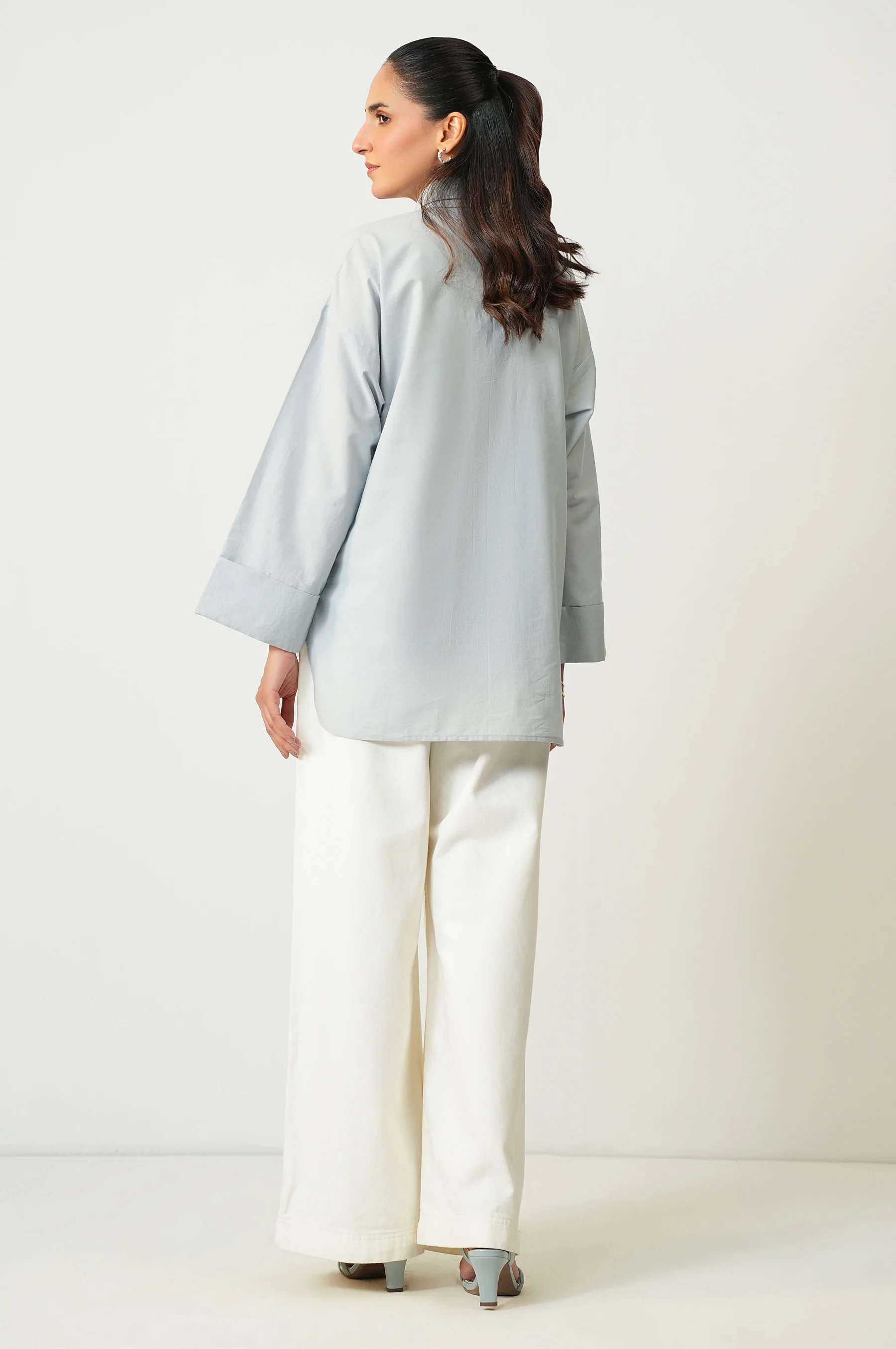 Stitched 1 Piece Button Down Dobby Solid Top - Image 4