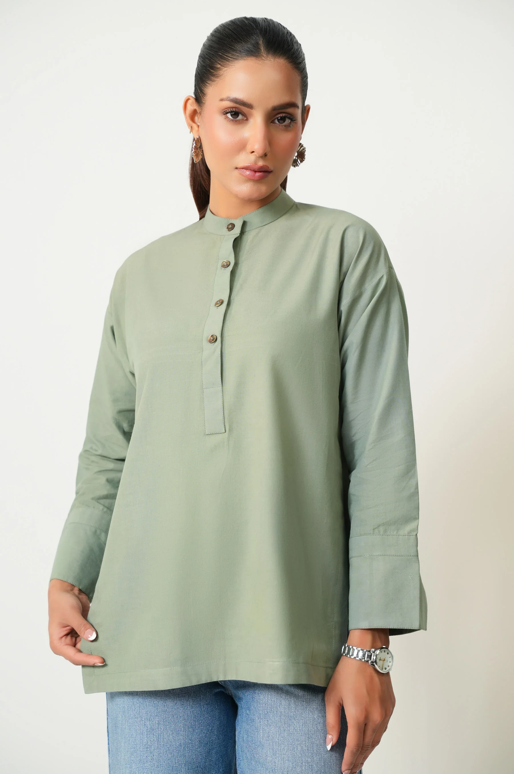 Stitched 1 Piece Stylized Dobby Solid Top - Image 2