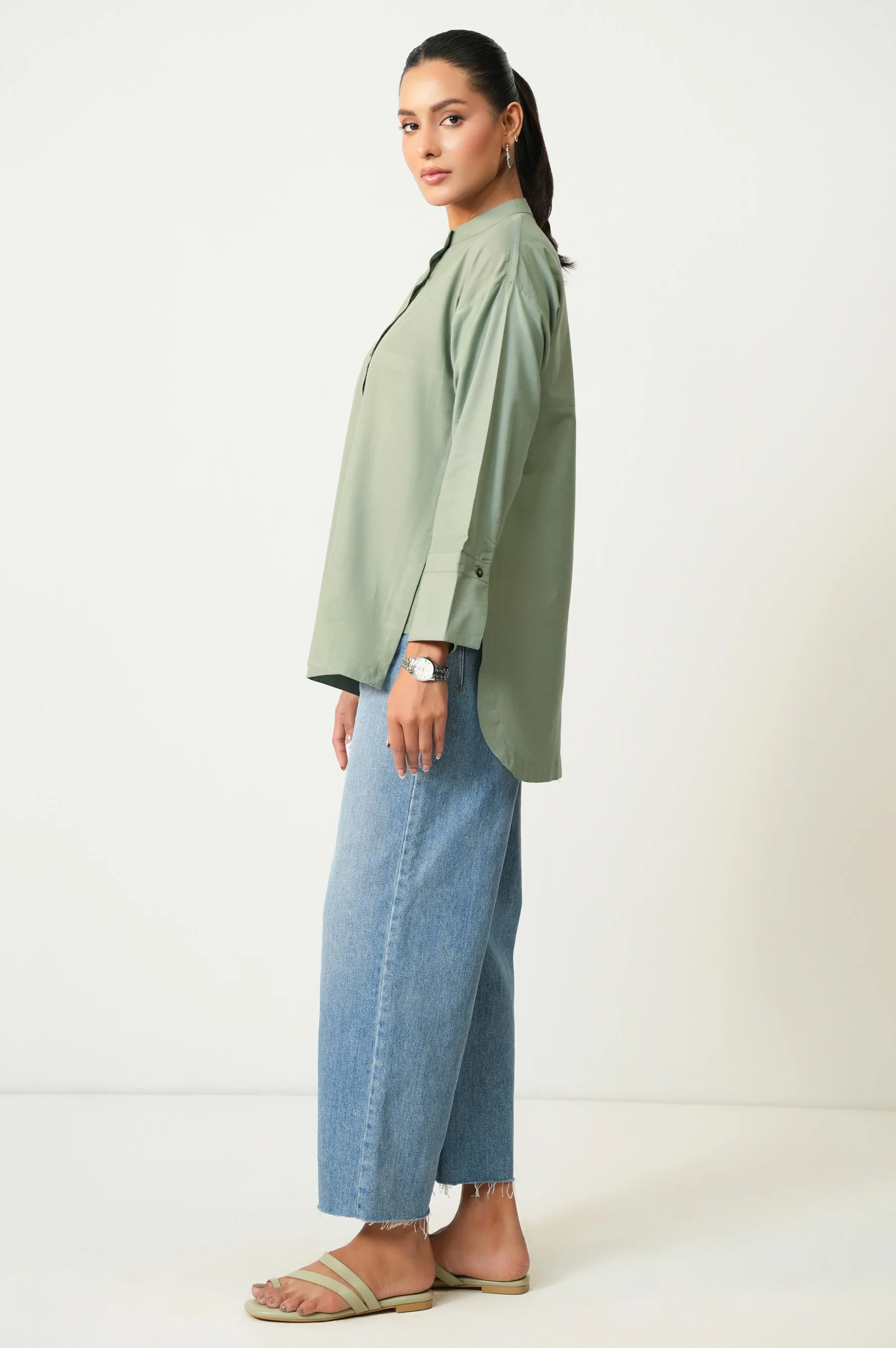 Stitched 1 Piece Stylized Dobby Solid Top - Image 3
