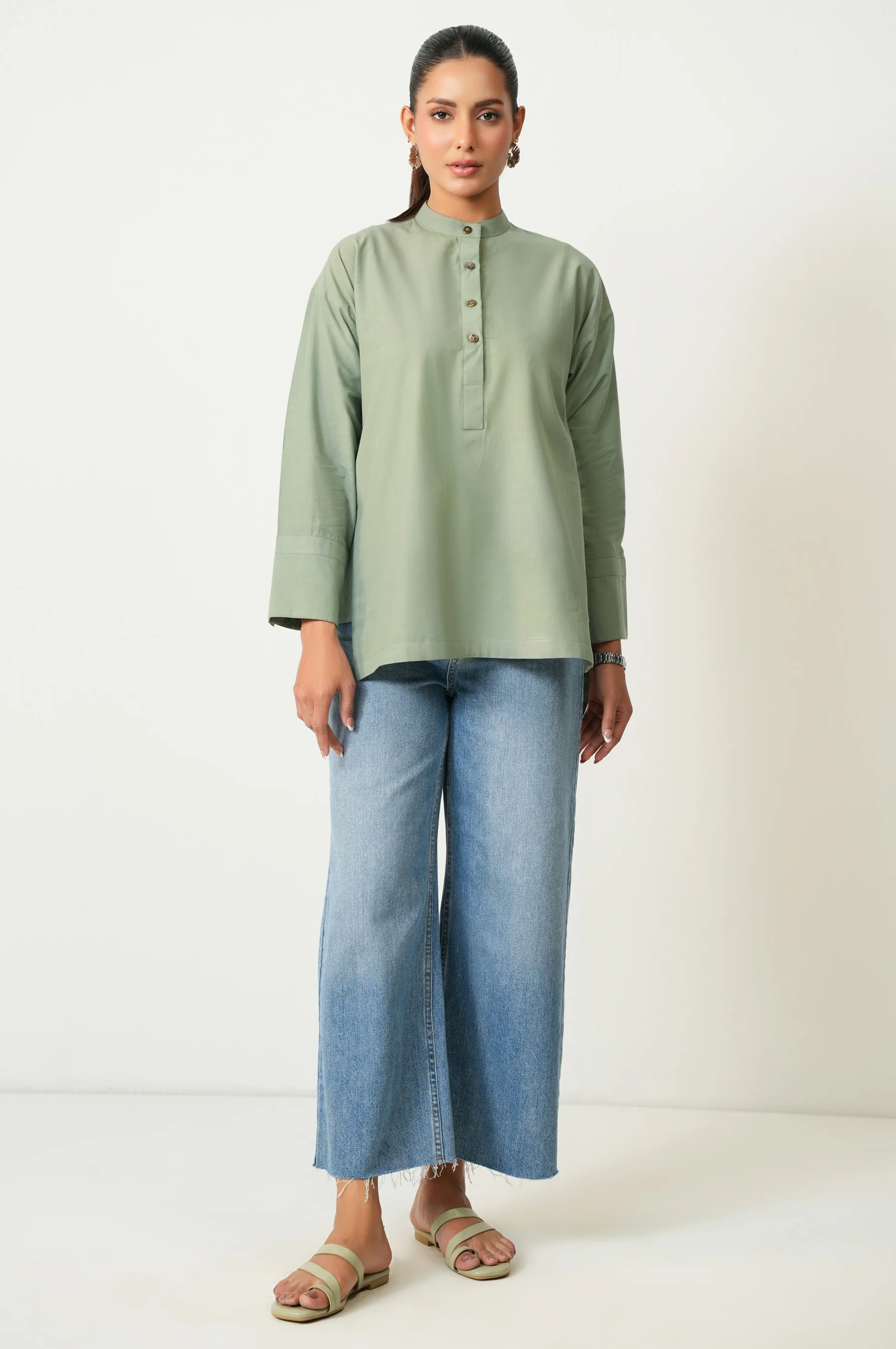 Stitched 1 Piece Stylized Dobby Solid Top - Image 6