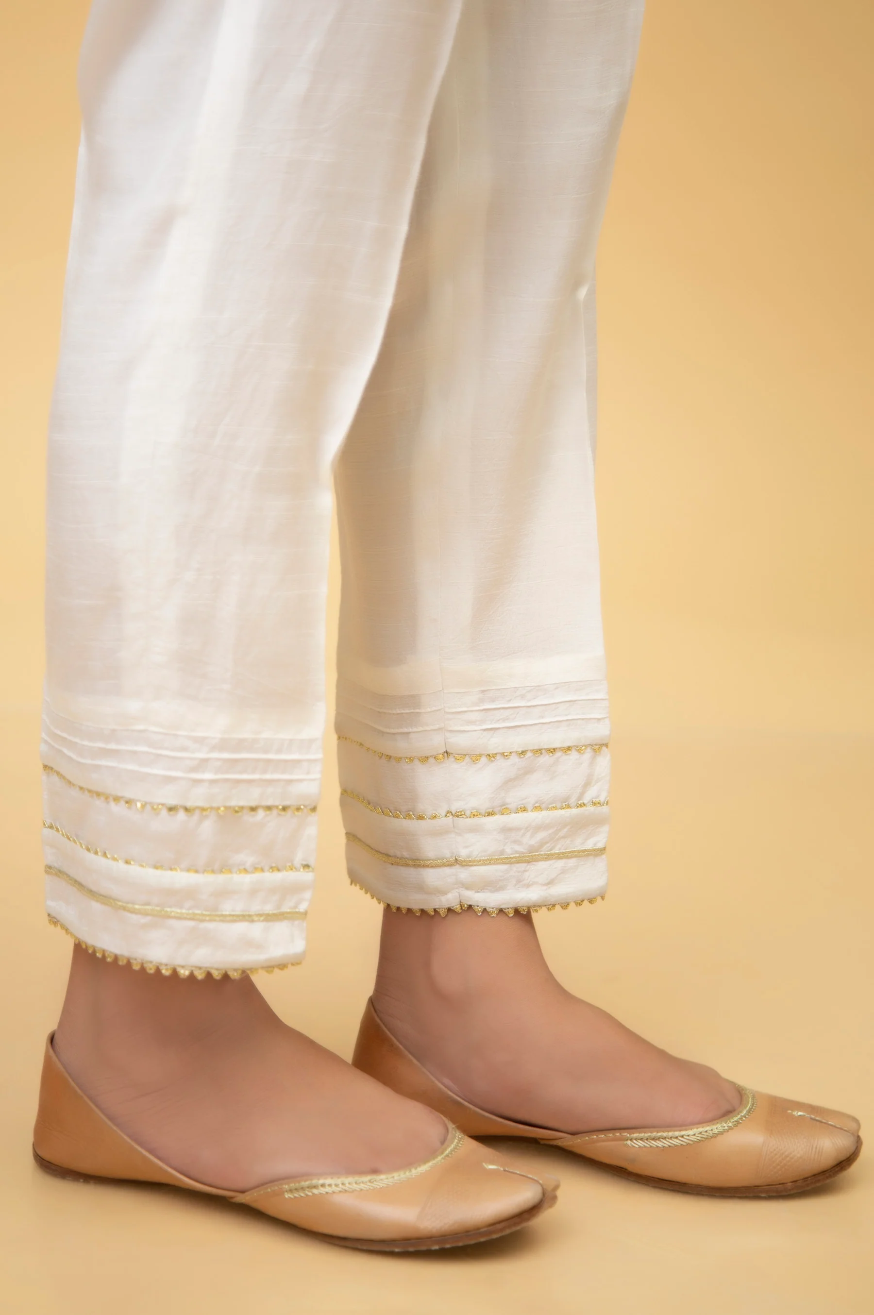 Stylized Rawsilk Cigarette Pants - White - Image 3