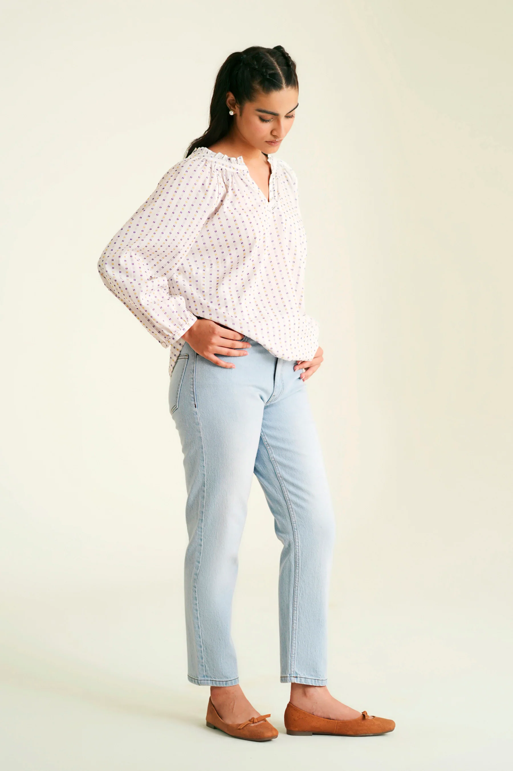 Stitched 1 Piece Stylized Yarn Dyed Ethnic Top - Image 3