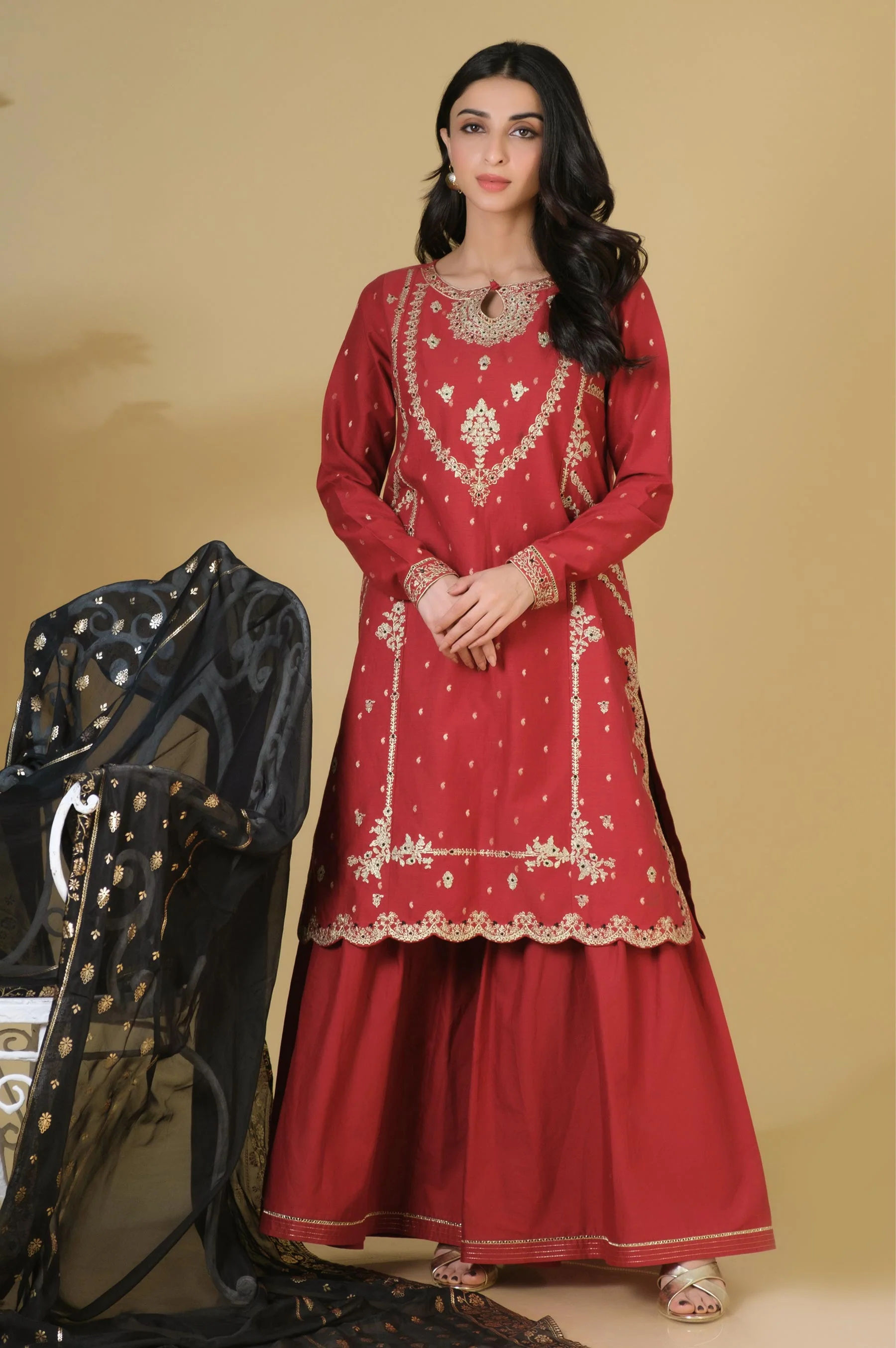 Unstitched 3 Piece Embroidered Mysuri Jacquard Suit - Image 2