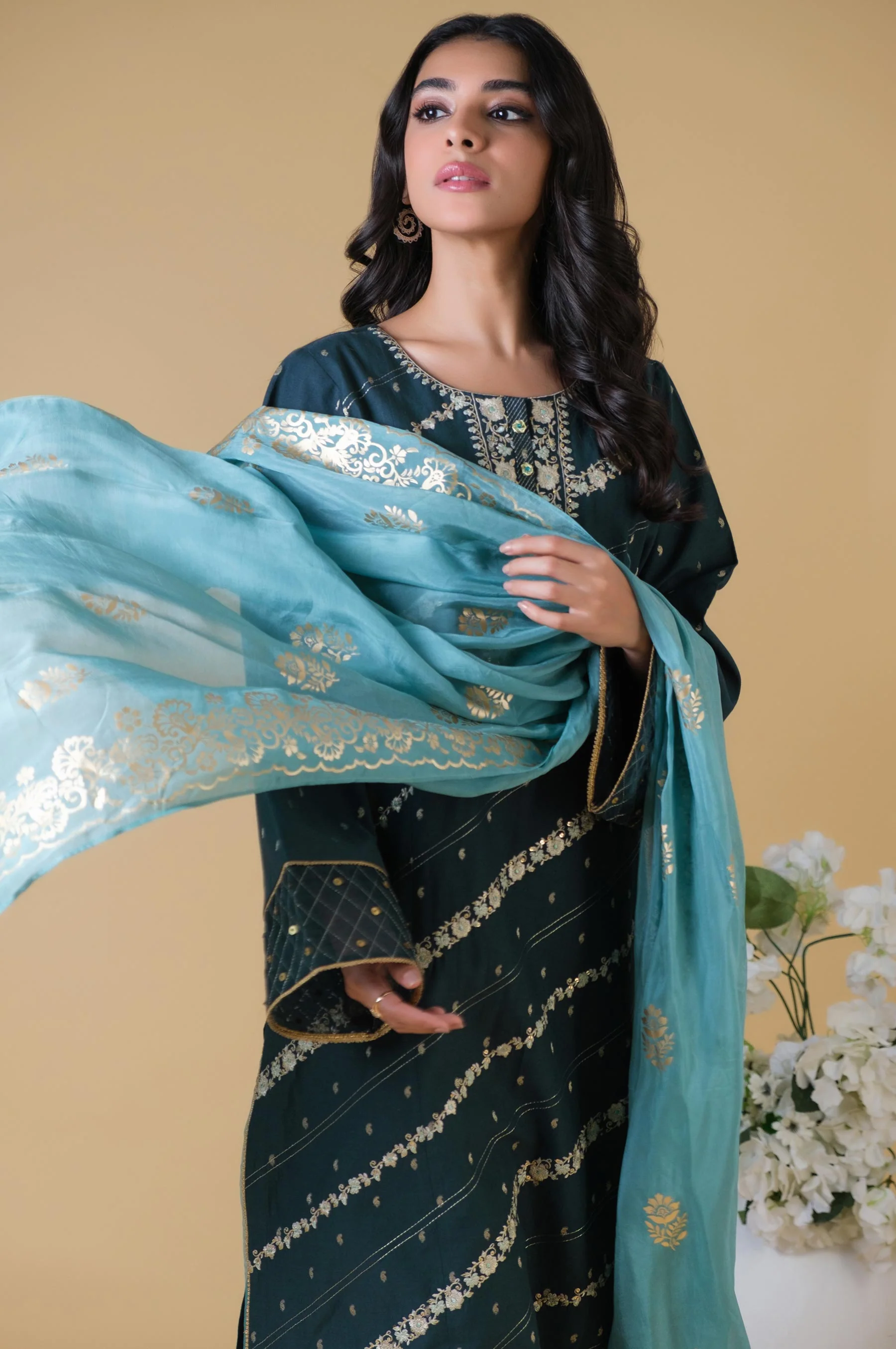 Unstitched 3 Piece Embroidered Mysuri Jacquard Suit