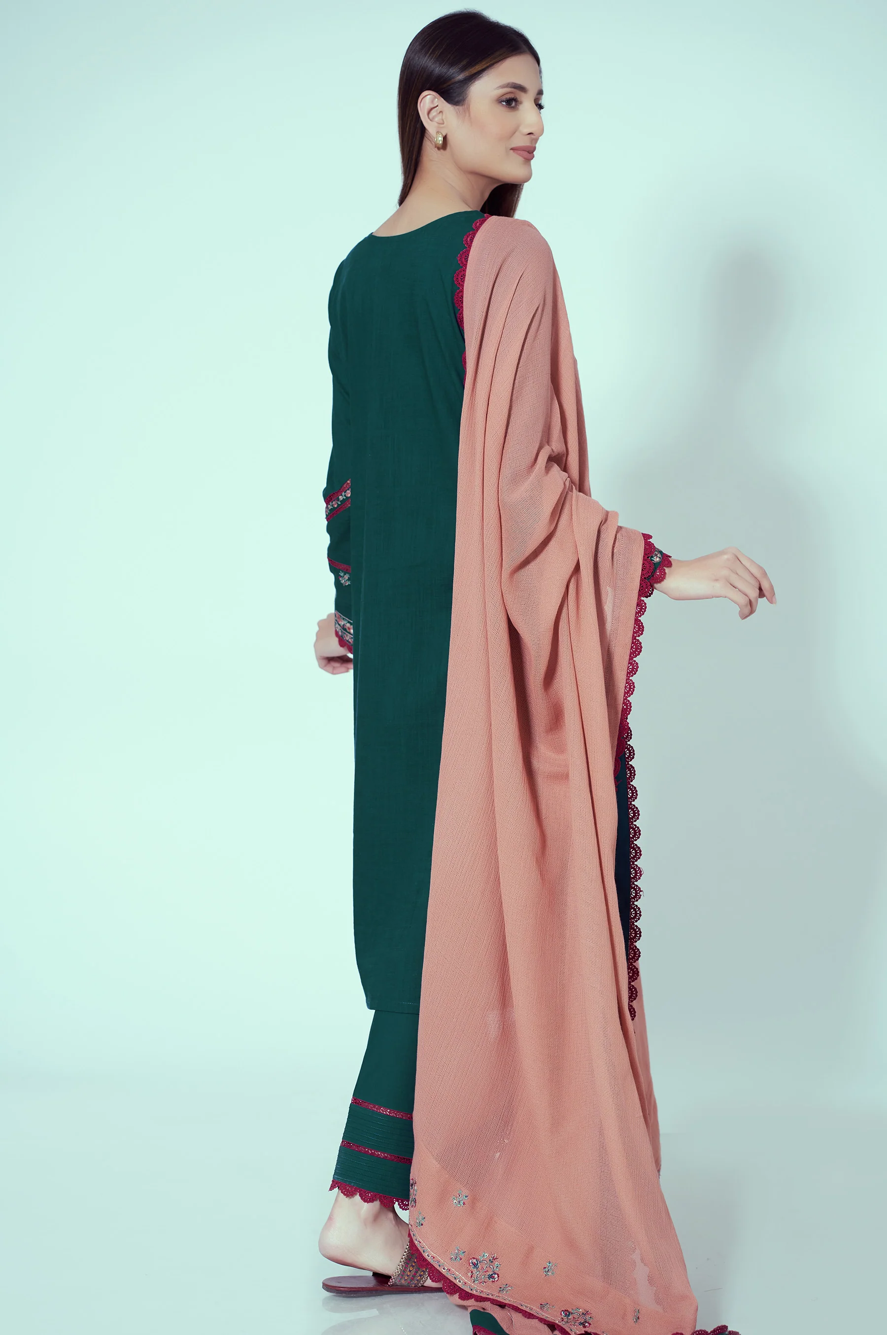 Unstitched 3 Piece Textured Slub Suit - Image 6