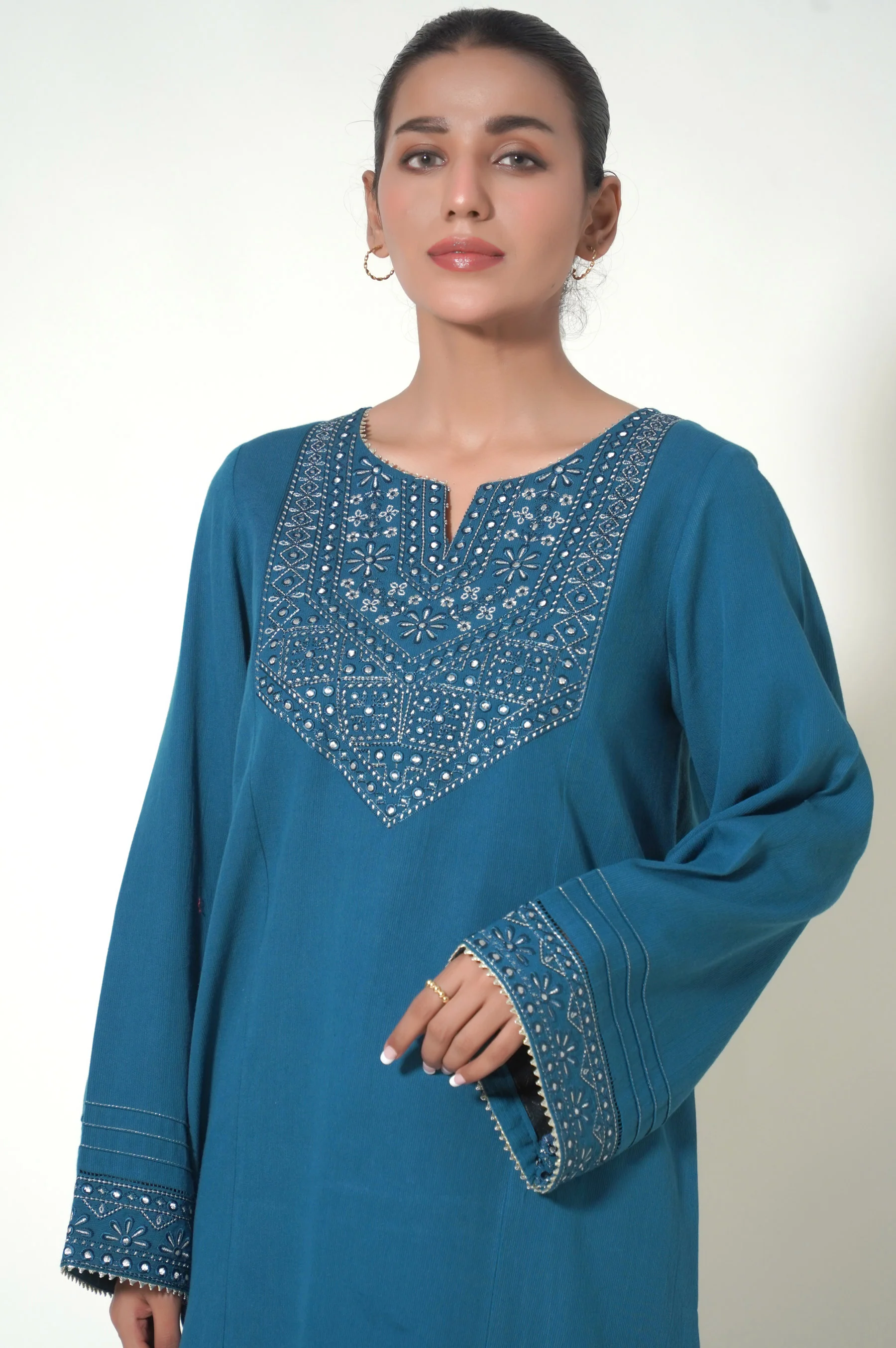 Unstitched 1 Piece Embroidered Cottel Shirt - Image 2