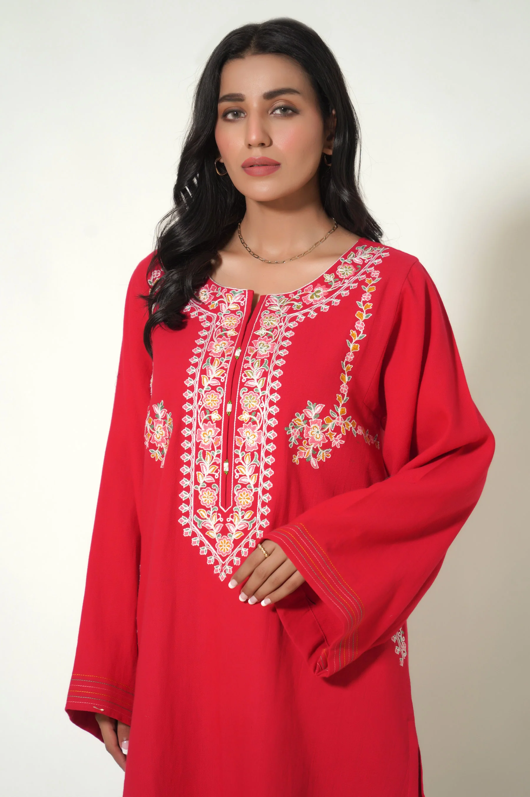 Unstitched 1 Piece Embroidered Cottel Shirt - Image 2
