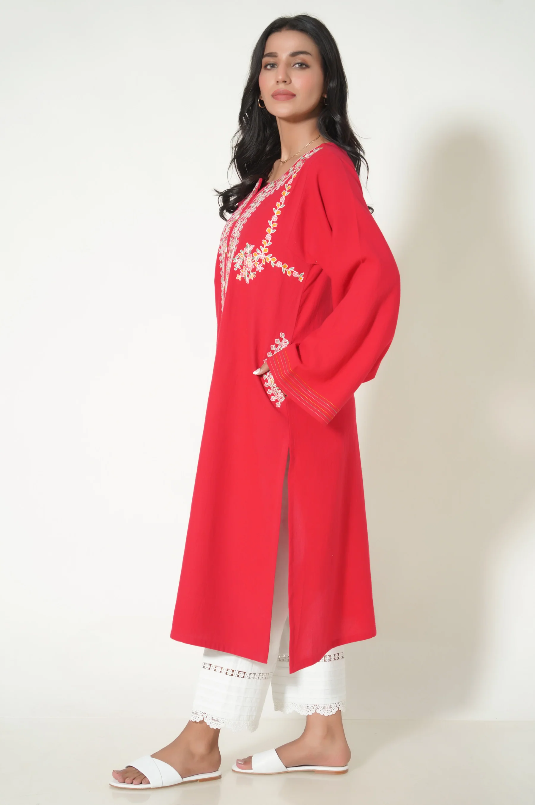 Unstitched 1 Piece Embroidered Cottel Shirt - Image 3