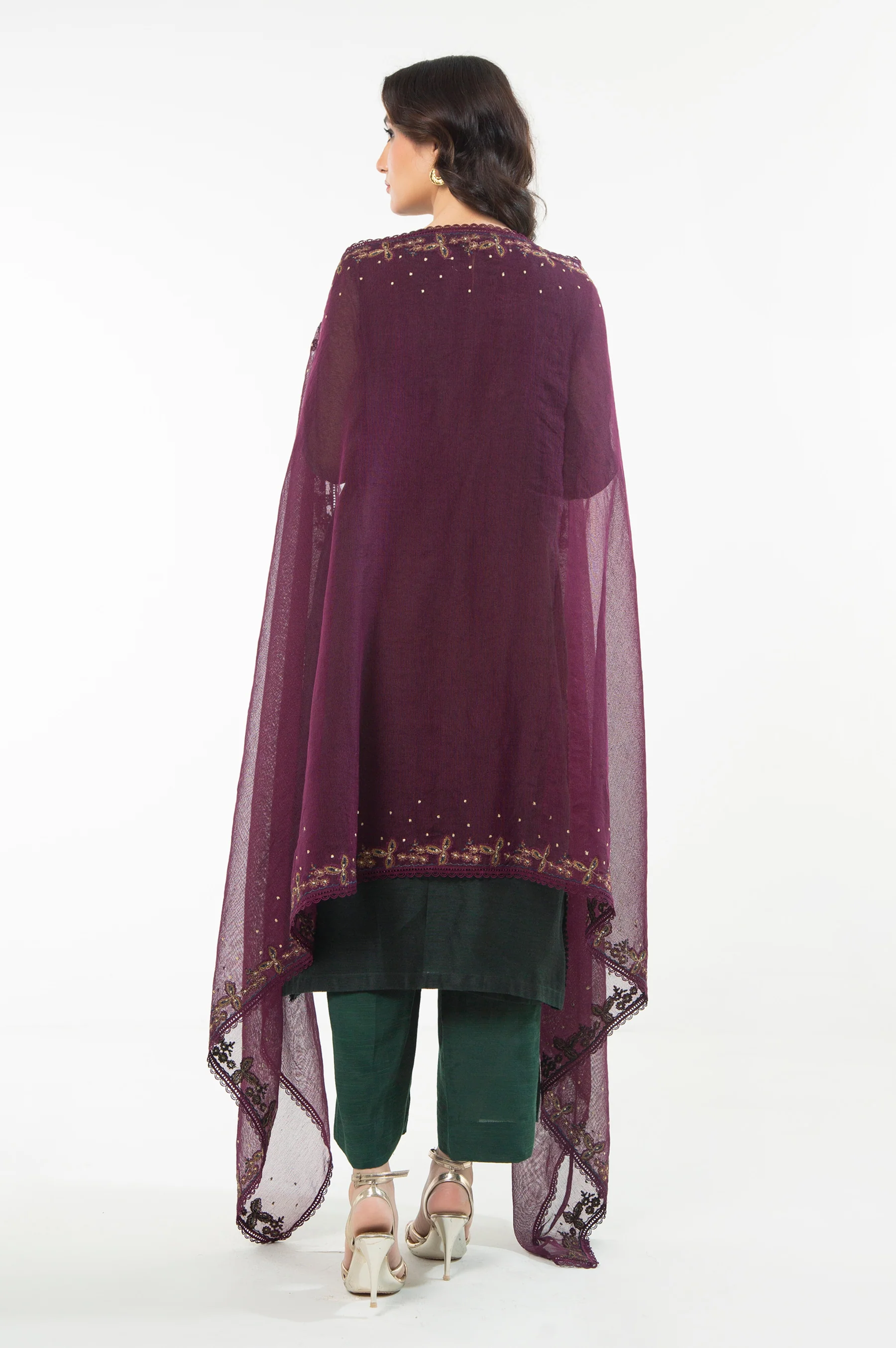 EMBROIDERED KHADDI NET UNSTITCHED 3 PIECE SUIT - Image 5