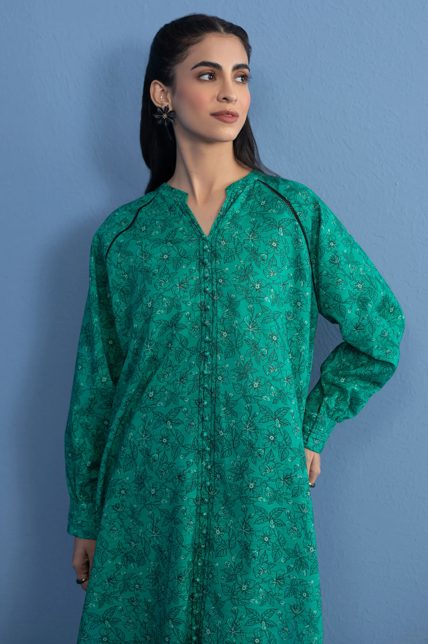 Unstitched 1 Piece Printed Cottel Shirt - Image 2