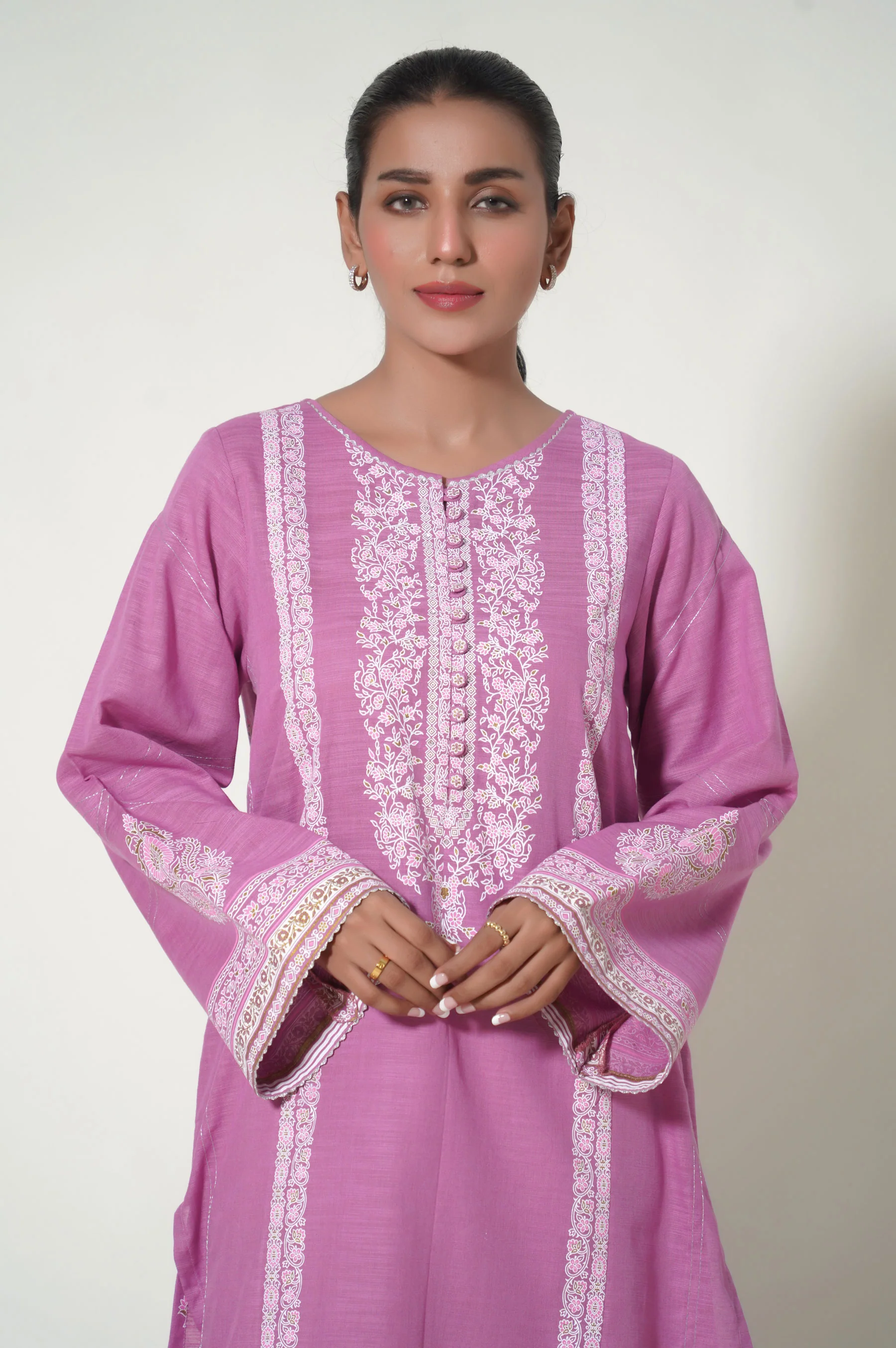 Unstitched 1 Piece Paste Printed Khaddar Shirt