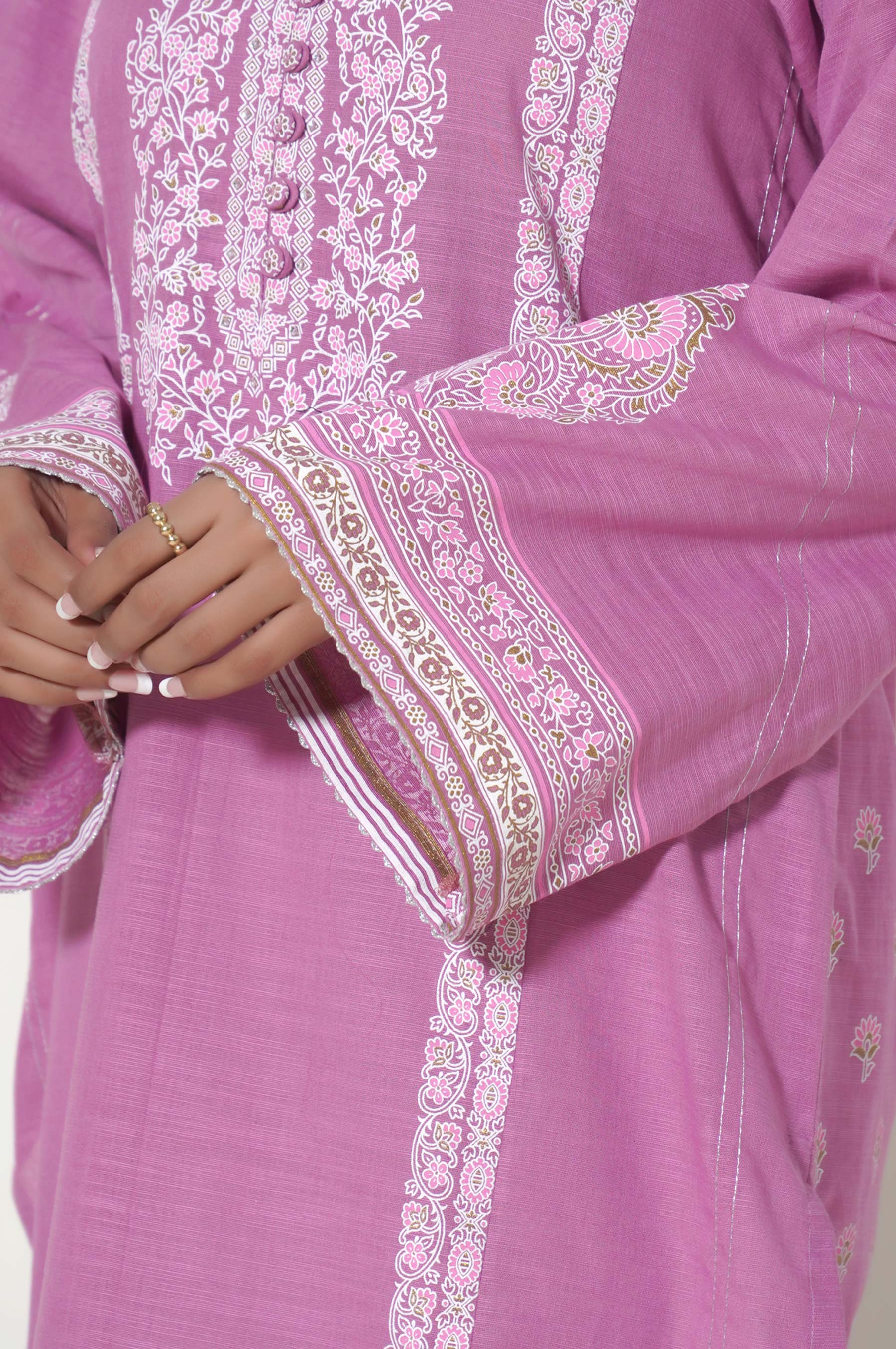 Unstitched 1 Piece Paste Printed Khaddar Shirt - Image 5