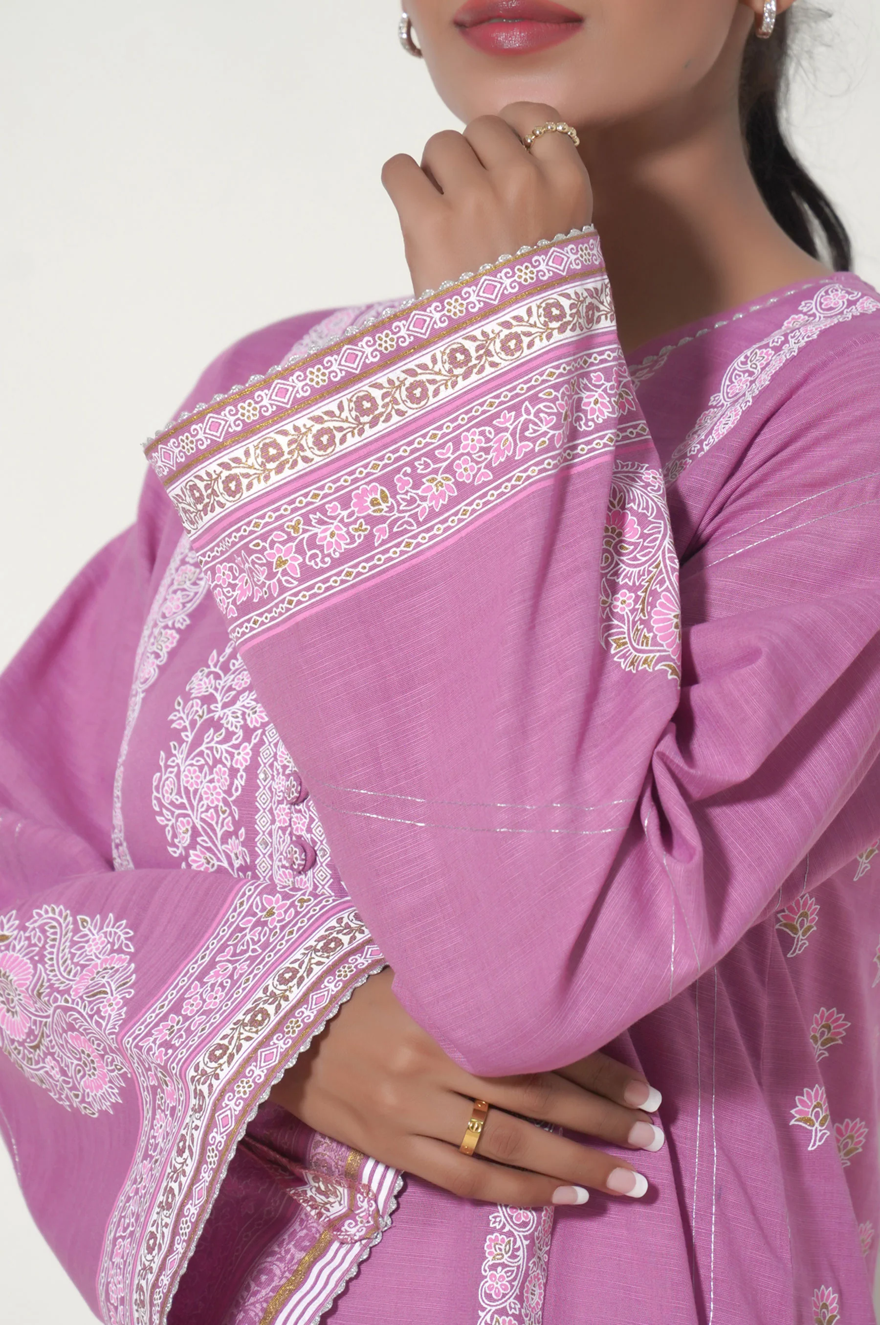 Unstitched 1 Piece Paste Printed Khaddar Shirt - Image 6