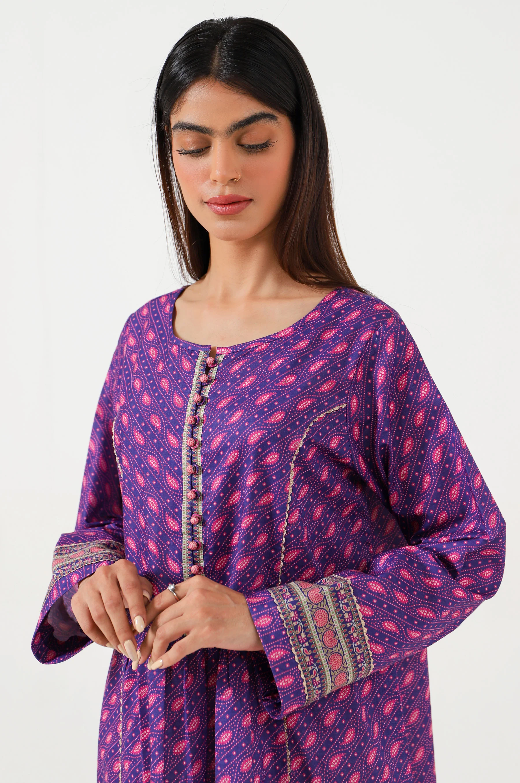 Unstitched 1 Piece Printed Lawn Shirt