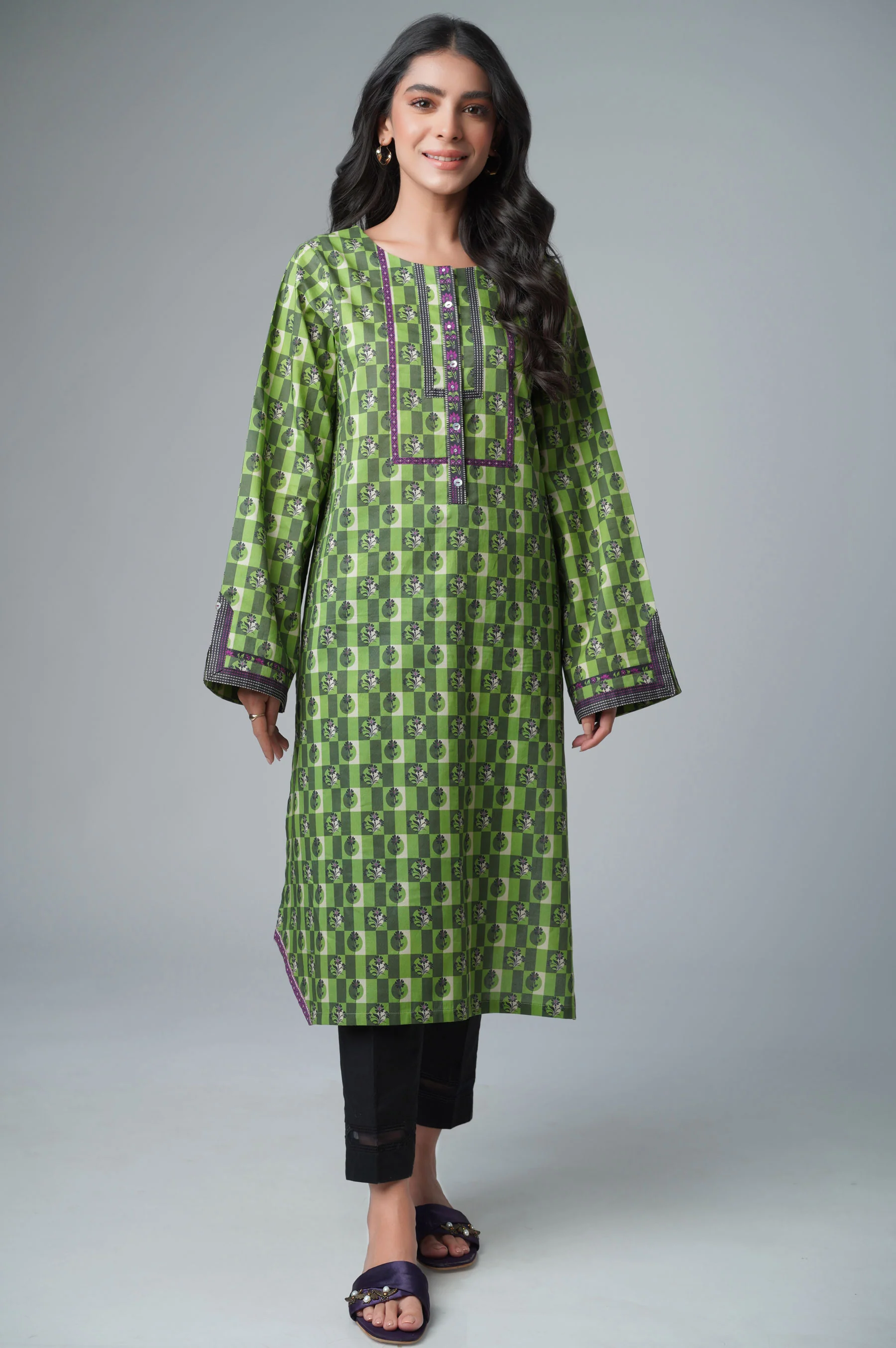 Unstitched 1 Piece Printed Lawn Shirt - Image 3