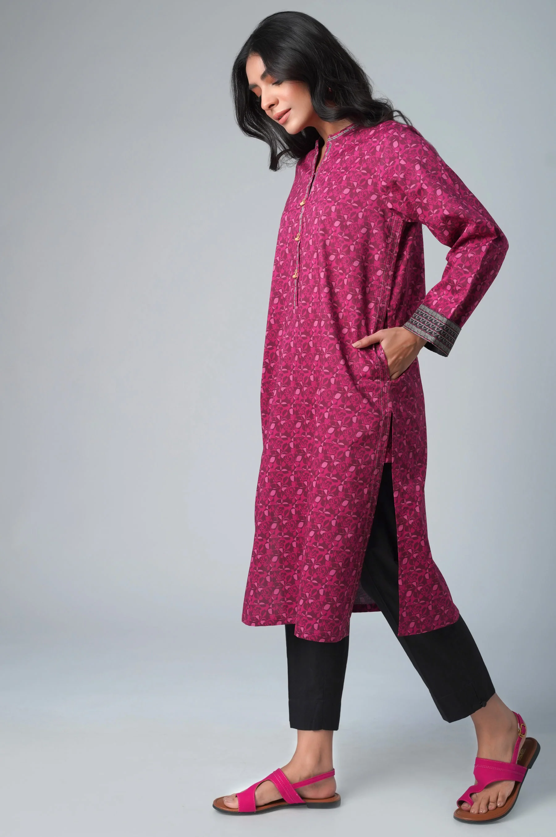 Unstitched 1 Piece Printed Lawn Shirt - Image 5