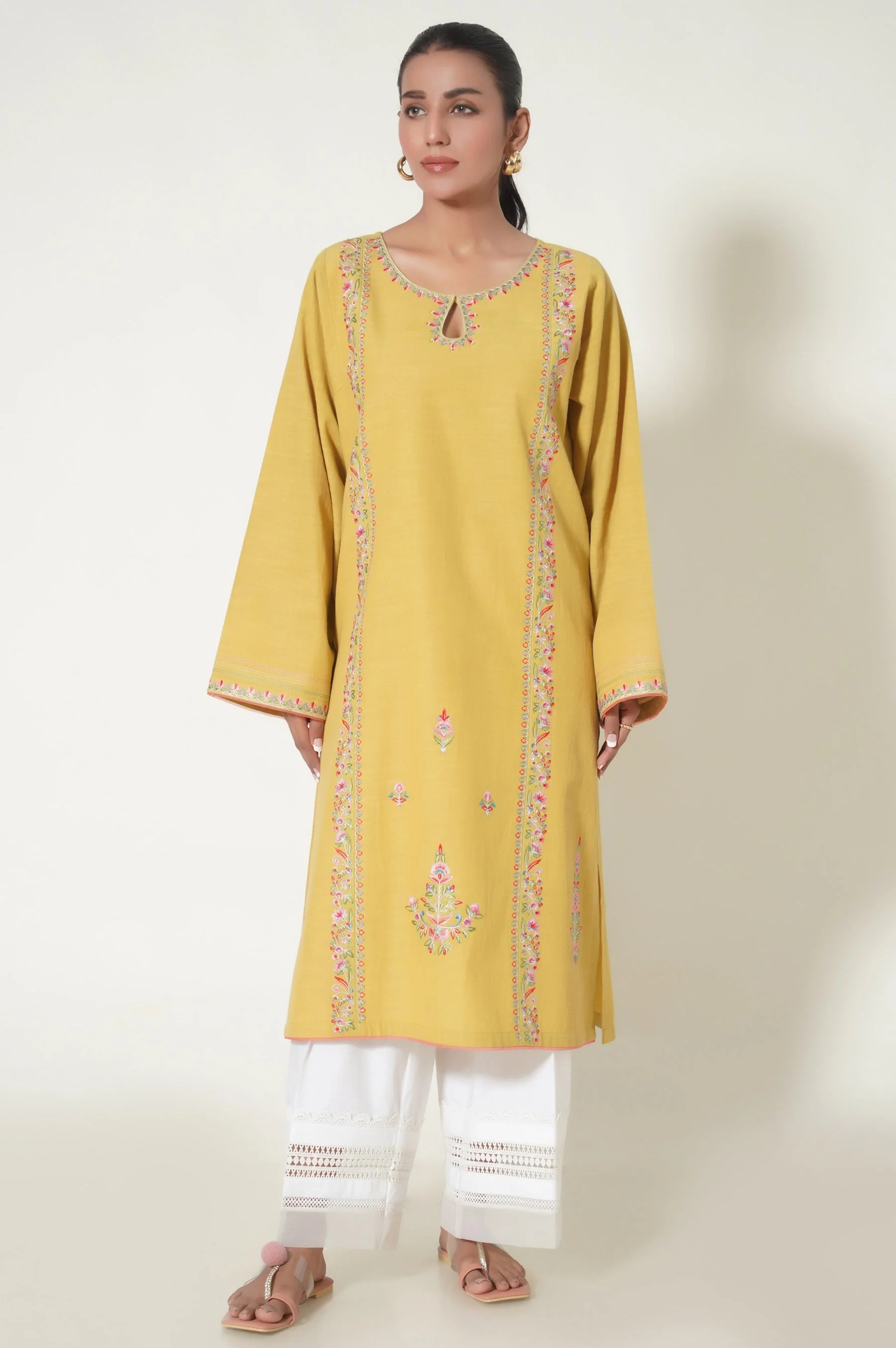 Unstitched 1 piece dyed khaddar shirt
