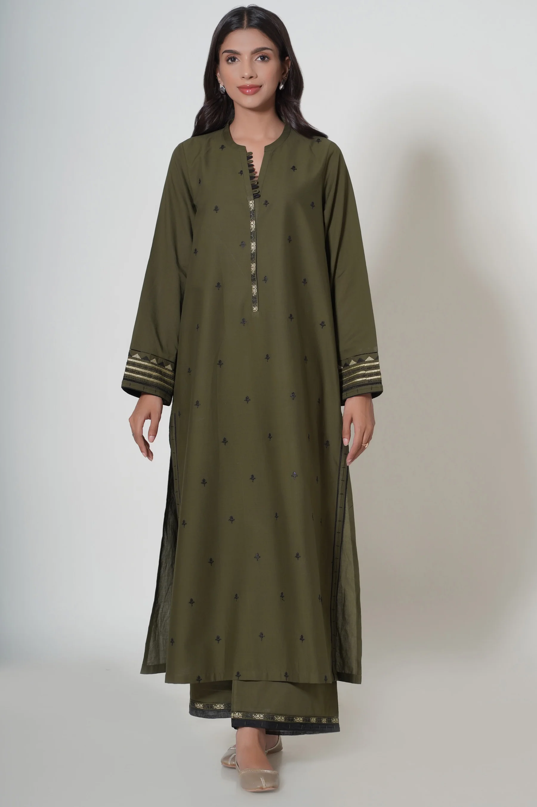 Unstitched 2 Piece Embroidered Cambric Suit - Image 2
