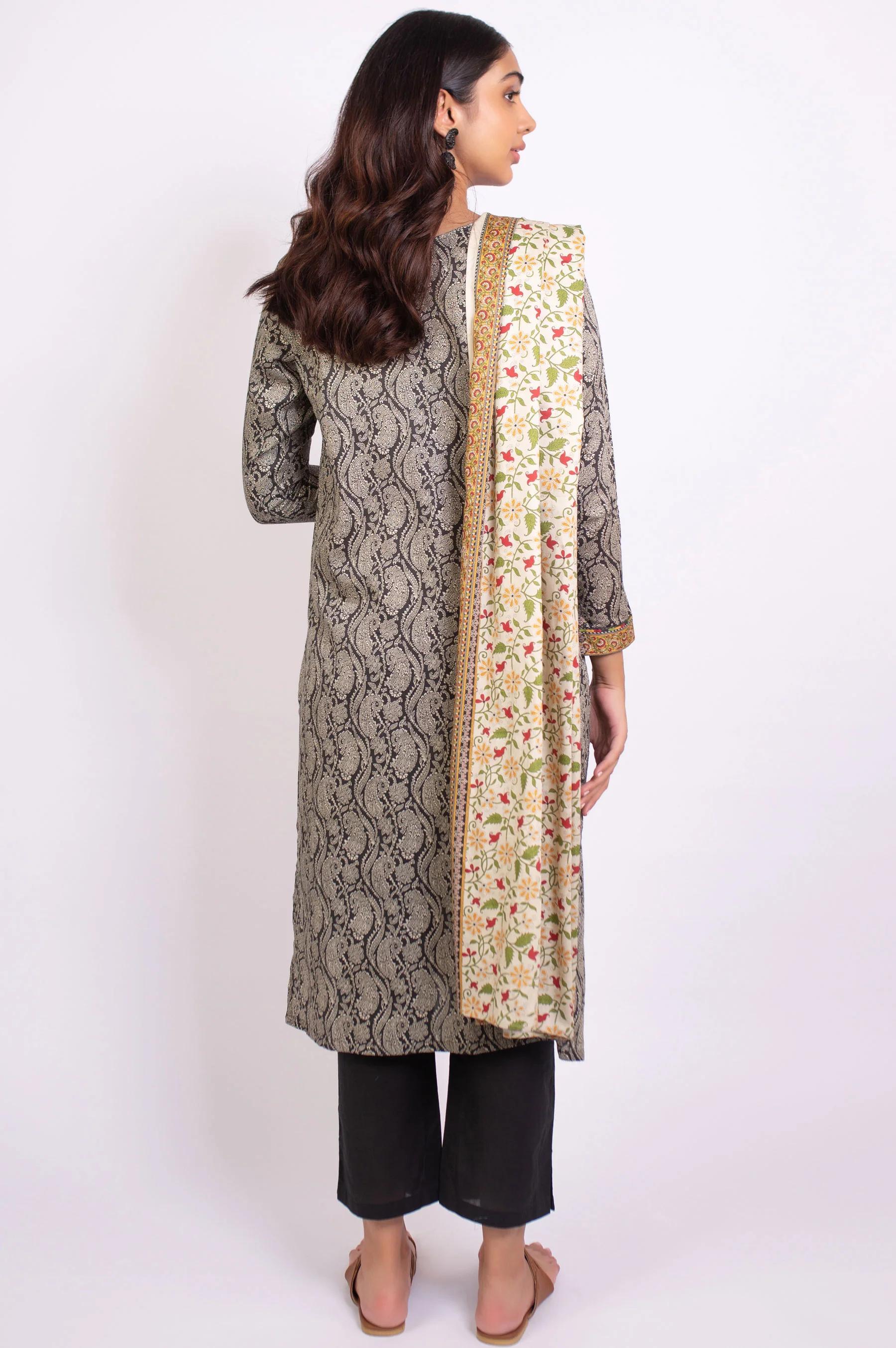 Unstitched 2 Piece Embroidered Cottel Suit - Image 2