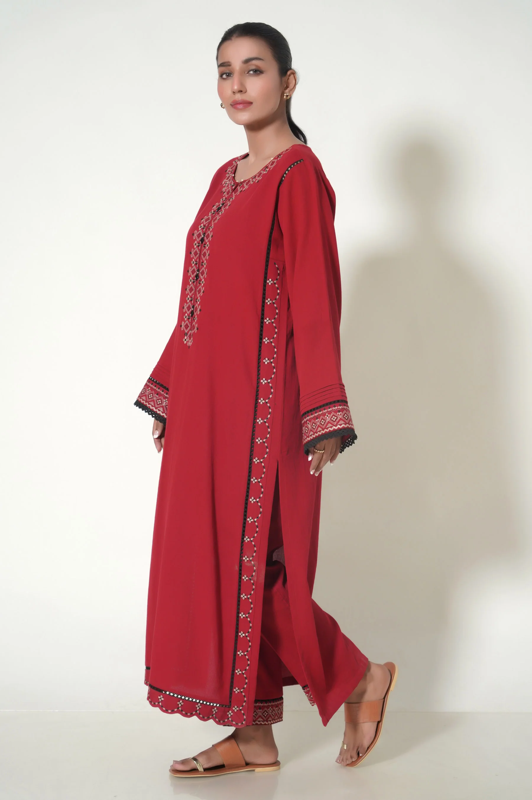Unstitched 2 Piece Embroidered Cottel Suit - Image 2