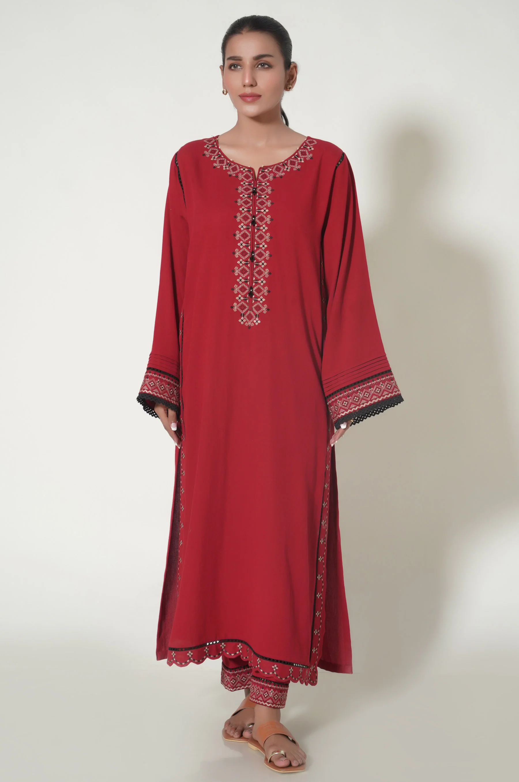 Unstitched 2 Piece Embroidered Cottel Suit - Image 5